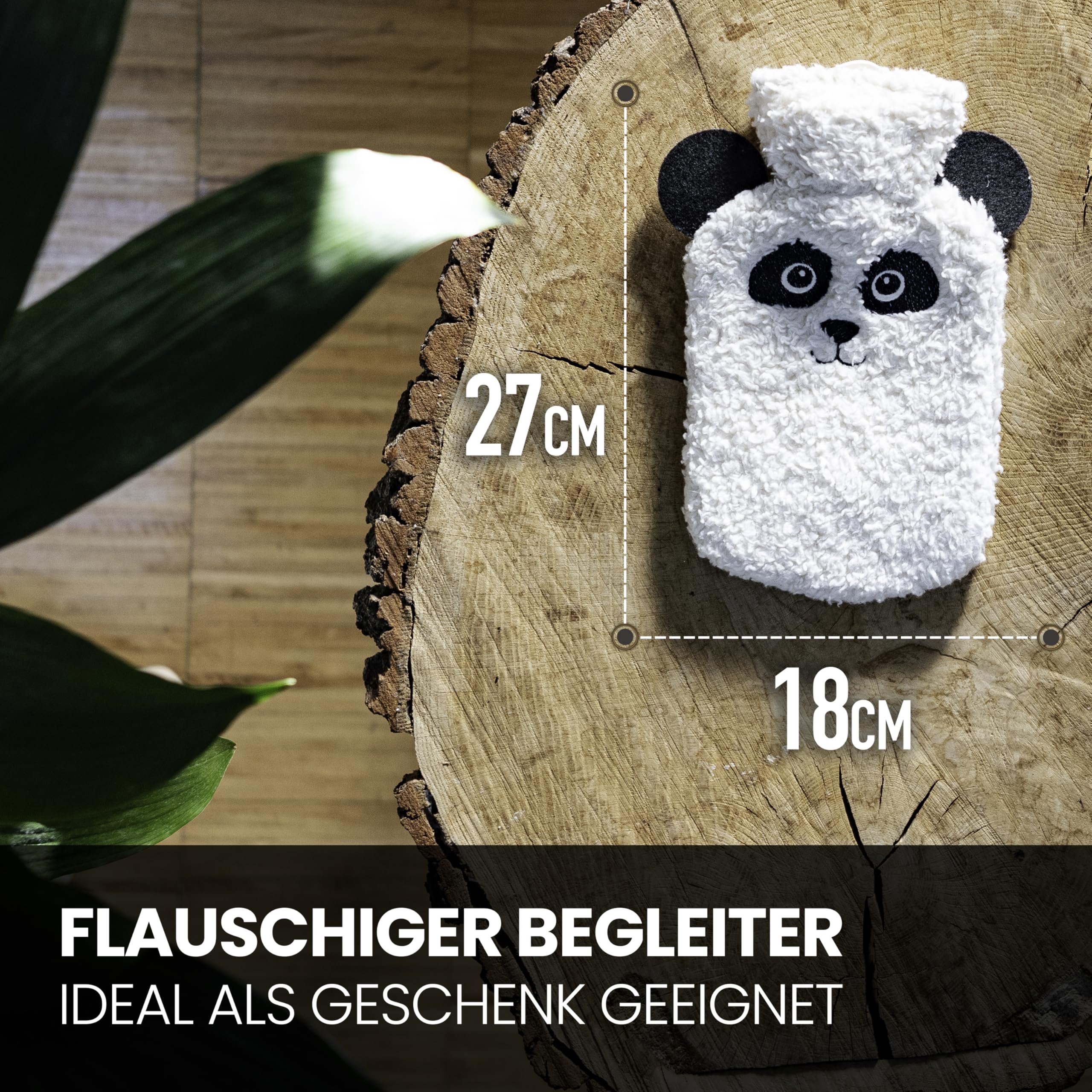 Kuschel - Borsa dell'acqua calda animale [0,8 l] in cotone biologico extra morbido e feltro riciclato, prodotta in Germania, borsa dell'acqua calda animale, divertente borsa dell'acqua calda per