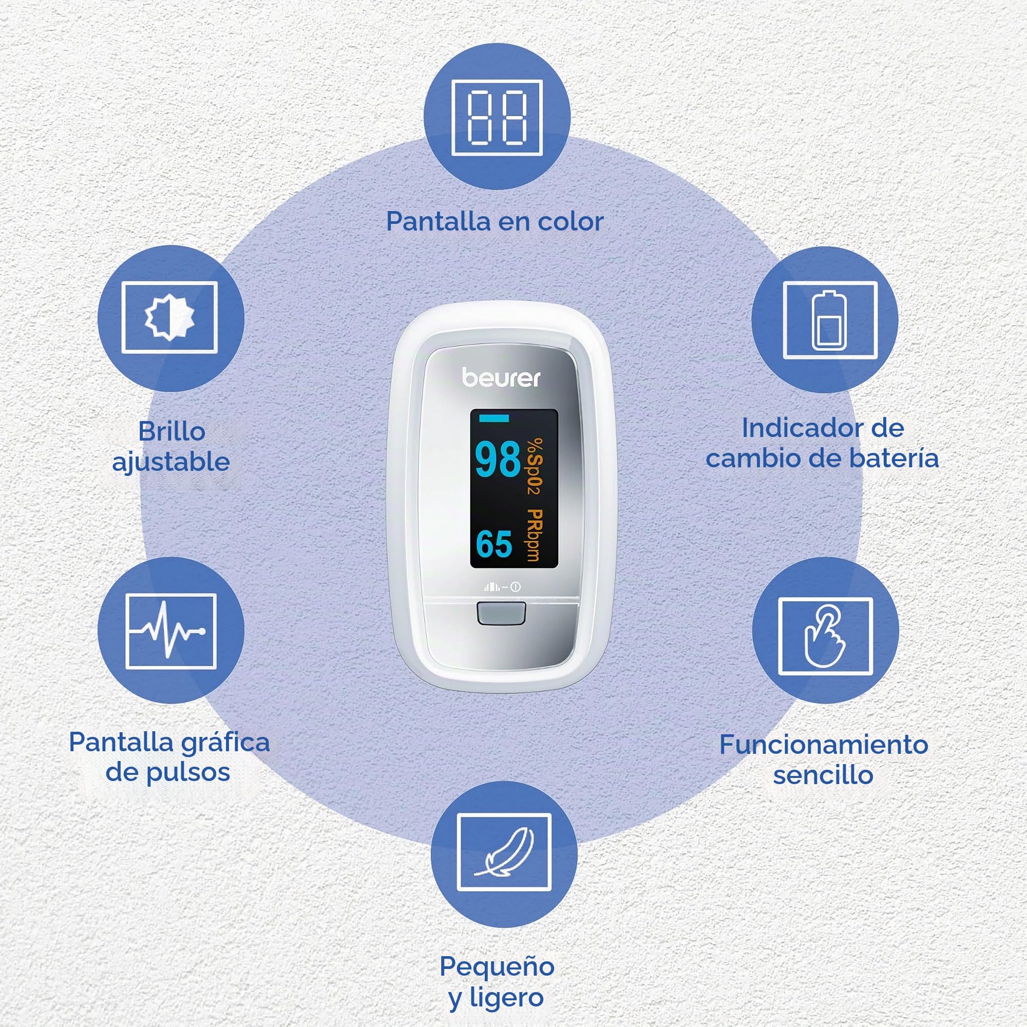 Beurer BM27 Tensiómetro de Brazo, Blanco, Indicador OMS, Detección de Arritmia + PO 30 Pulsioxímetro, medición saturación de oxígeno (SpO2) y frecuencia cardíaca
