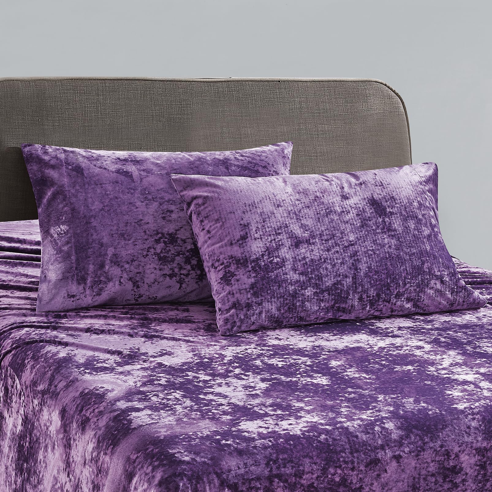 Parure De Draps Velours Violet Roi - 4 Pièces - Ultra Doux - Neuf Sous Emballage