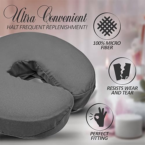 Miniatura 6 de LONDON LINENS Mesas de masaje de microfibra suave y pesada, fundas para cunas faciales, 4 piezas (4, gris)