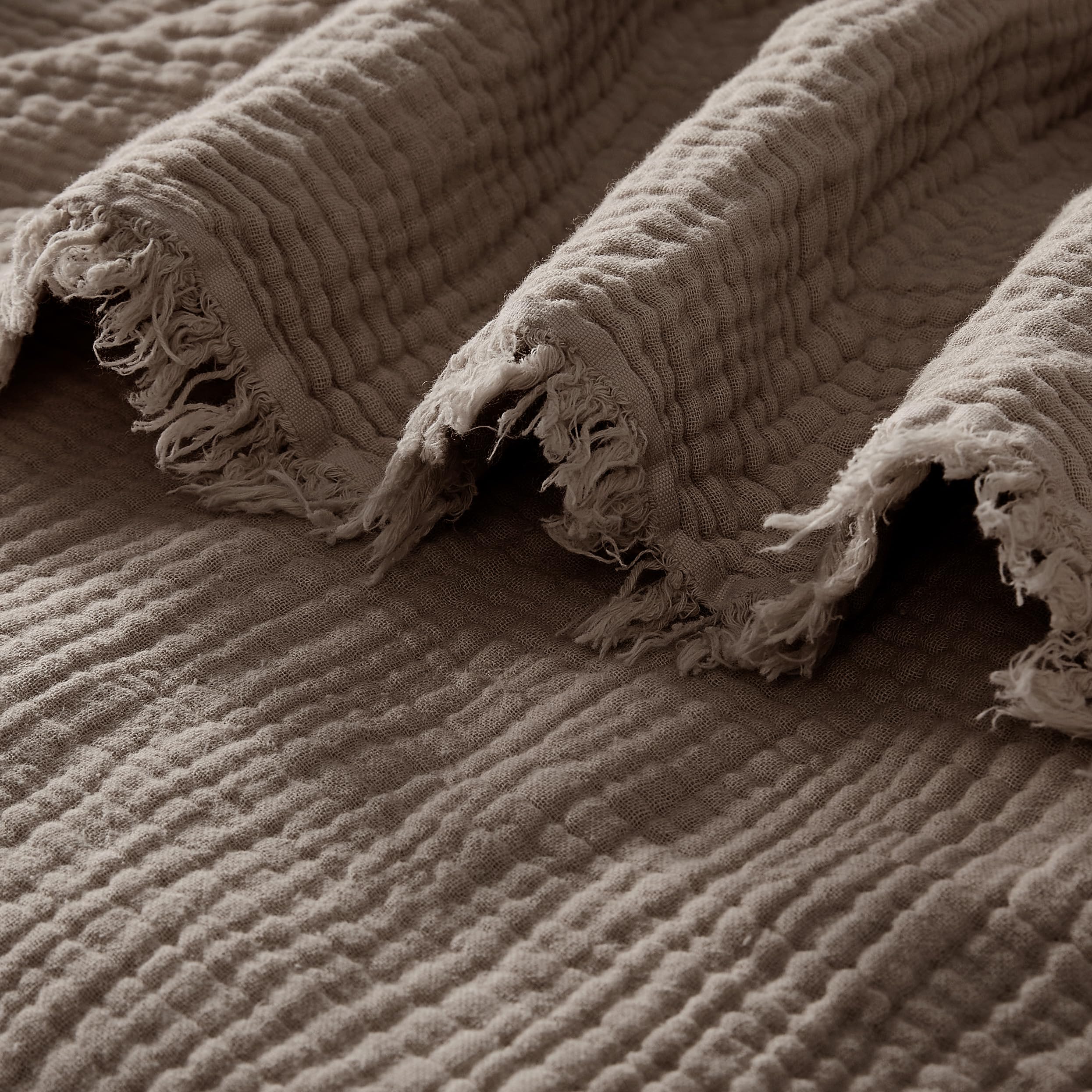 R.SHARE Manta de Muselina 100% Algodón para Adultos 225x270cm 4 Capas Colcha Cama 130x150cm Verano Primavera Suave Ligera y Transpirable Manta para Sofá Cama, Moca