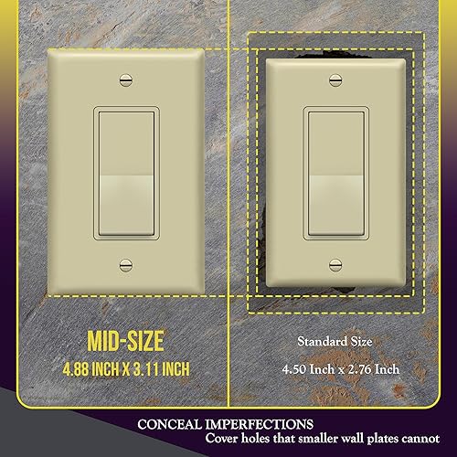 Miniatura 2 de ENERLITES Placa decorativa de pared para interruptor de luz o toma de receptáculo, acabado brillante, tamaño intermedio de 1 banda, 4.88 x 3.11