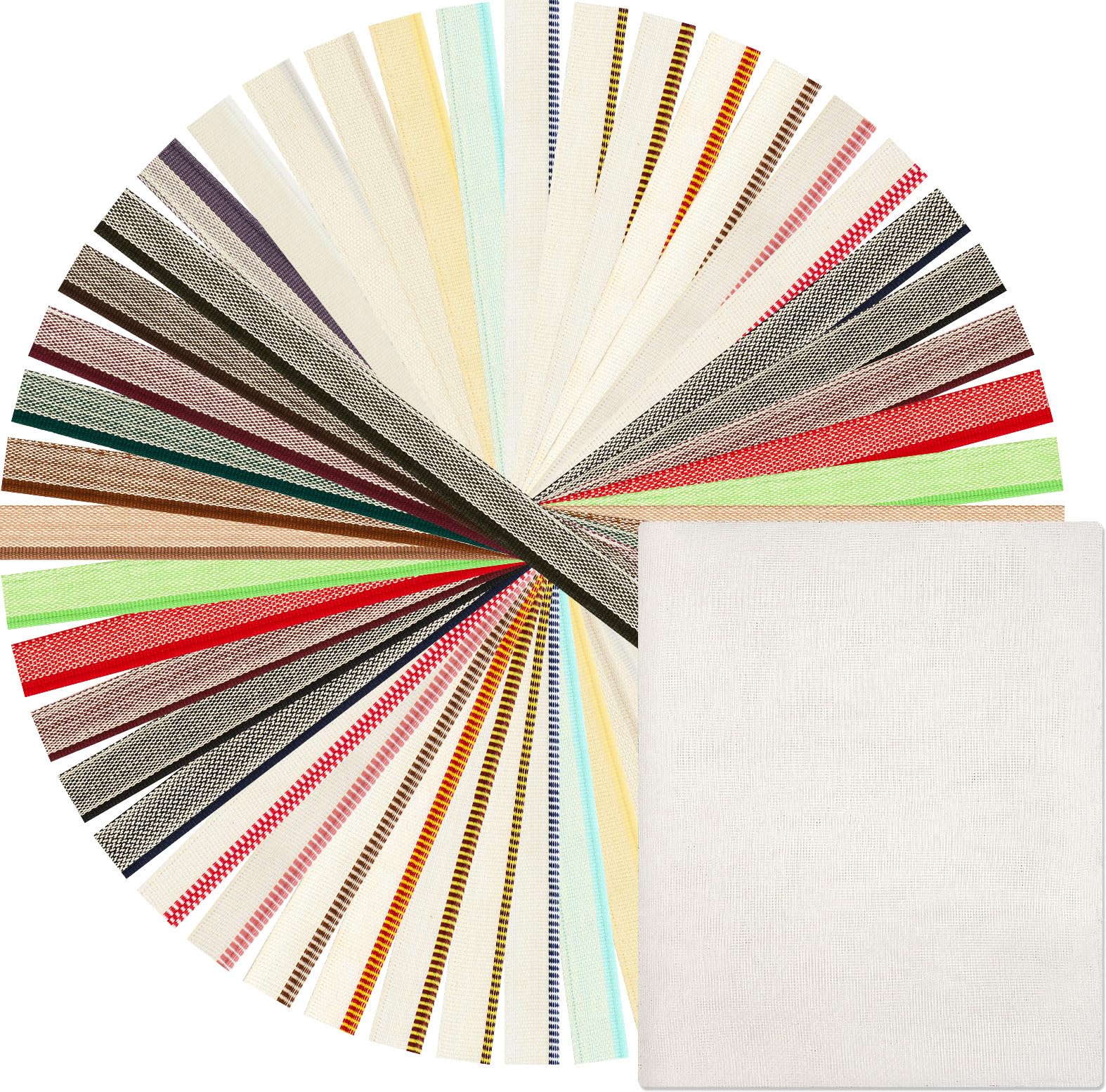 Harloon 48 Pcs 11.8" Long Book Binding Headbands Endbands and 39" x 45" Book Binding Cloth Set 24 Colors Cotton Book Headband Book Binding Kit for Decor Bookbinding Book Repair, 0.5" Wide