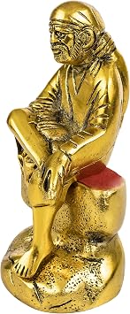 Spillbox Oxidised Gold Finished Sai Baba Murti Brass God Idol Statue Idol Statue Showpiece for Home Office Figurine Religious Pooja Gift Living Room Decoration Home Decor