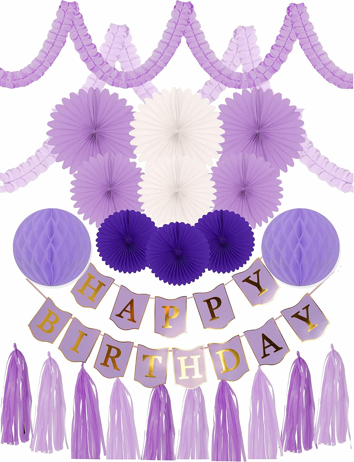 (Happy Birthday Decoration) Meant2ToBe Purple Birthday Decoration Set