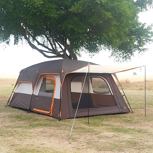 Miniatura 4 de KTT Extra Large Tent 10-12 Person,Family Cabin Tents,14.1X10X6.58ft,2 Rooms,3 Doors and 3 Windows with Mesh,Straight Wall,Waterproof,Big Tents for