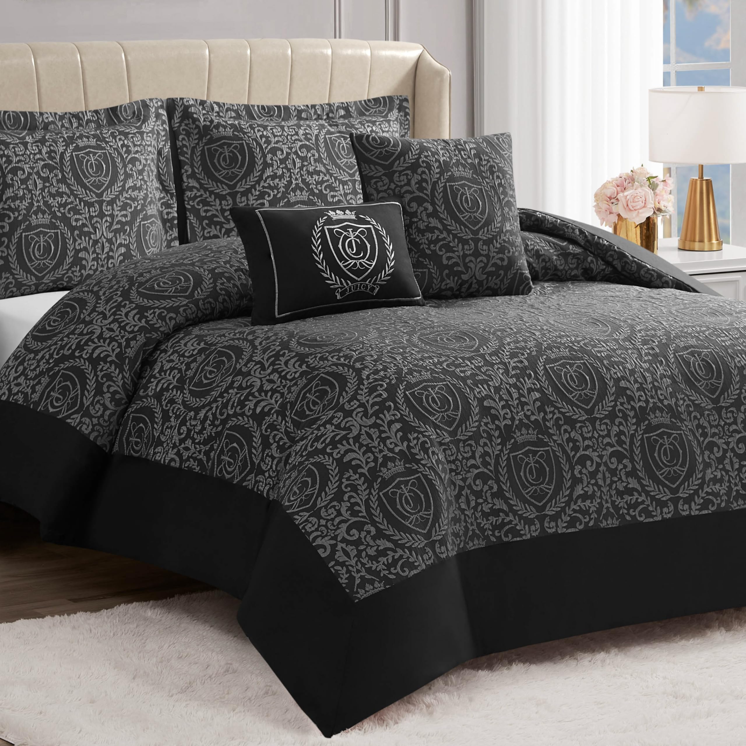 Juicy Couture Dovona Bettwäsche-Set, 5-teilig, Größe Kingsize, Schwarz