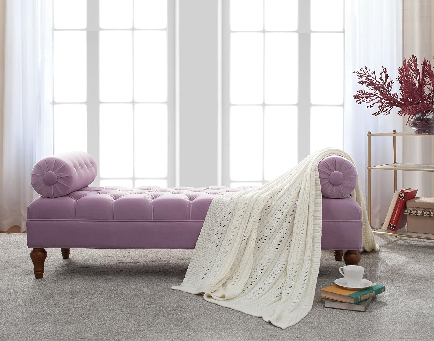 Jennifer Taylor Home Lewis Entryway Bolster Bench, Lavender