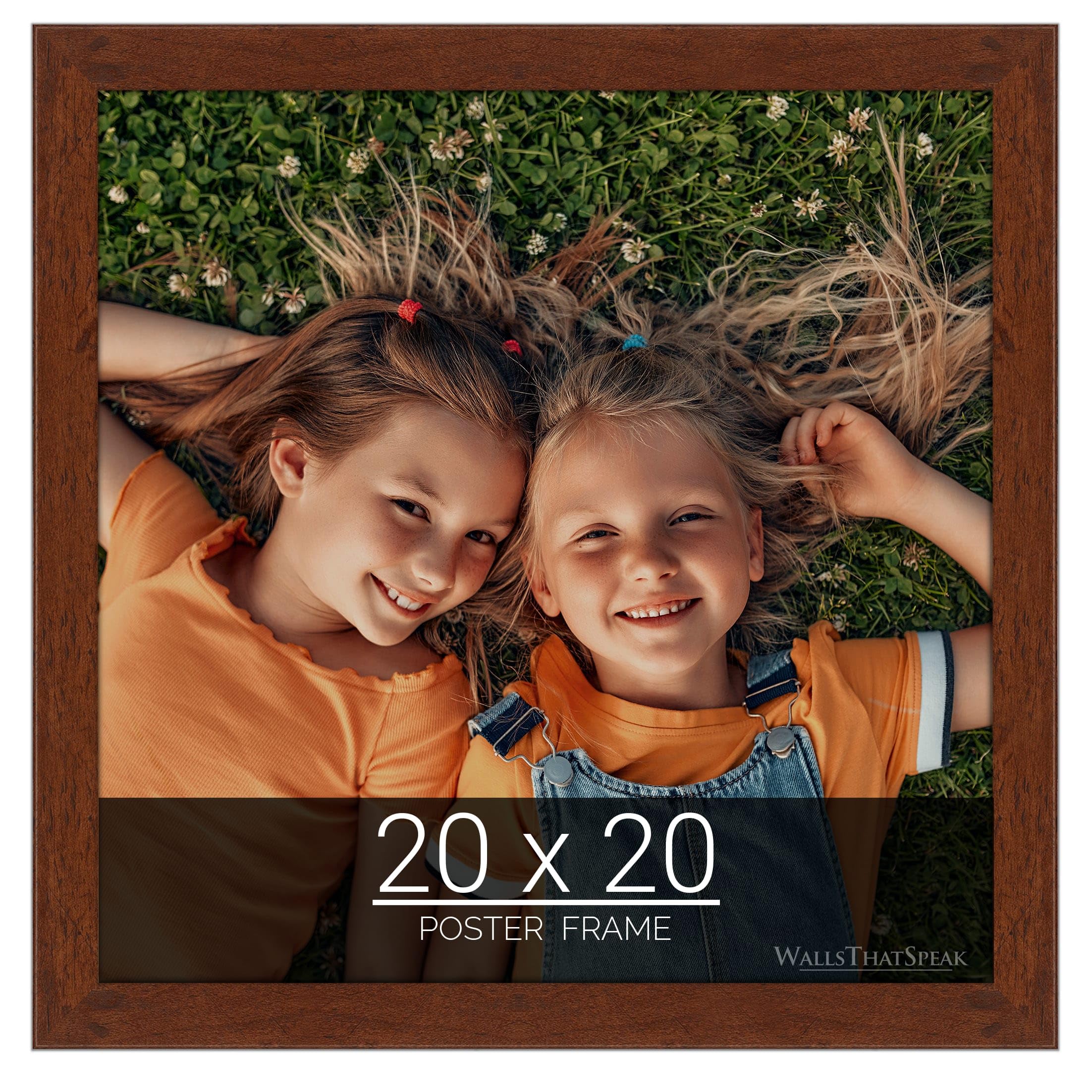 wallsthatspeak 20x20 Dark Walnut Rustic Pine Picture Frame for Puzzles Posters Photos or Artwork