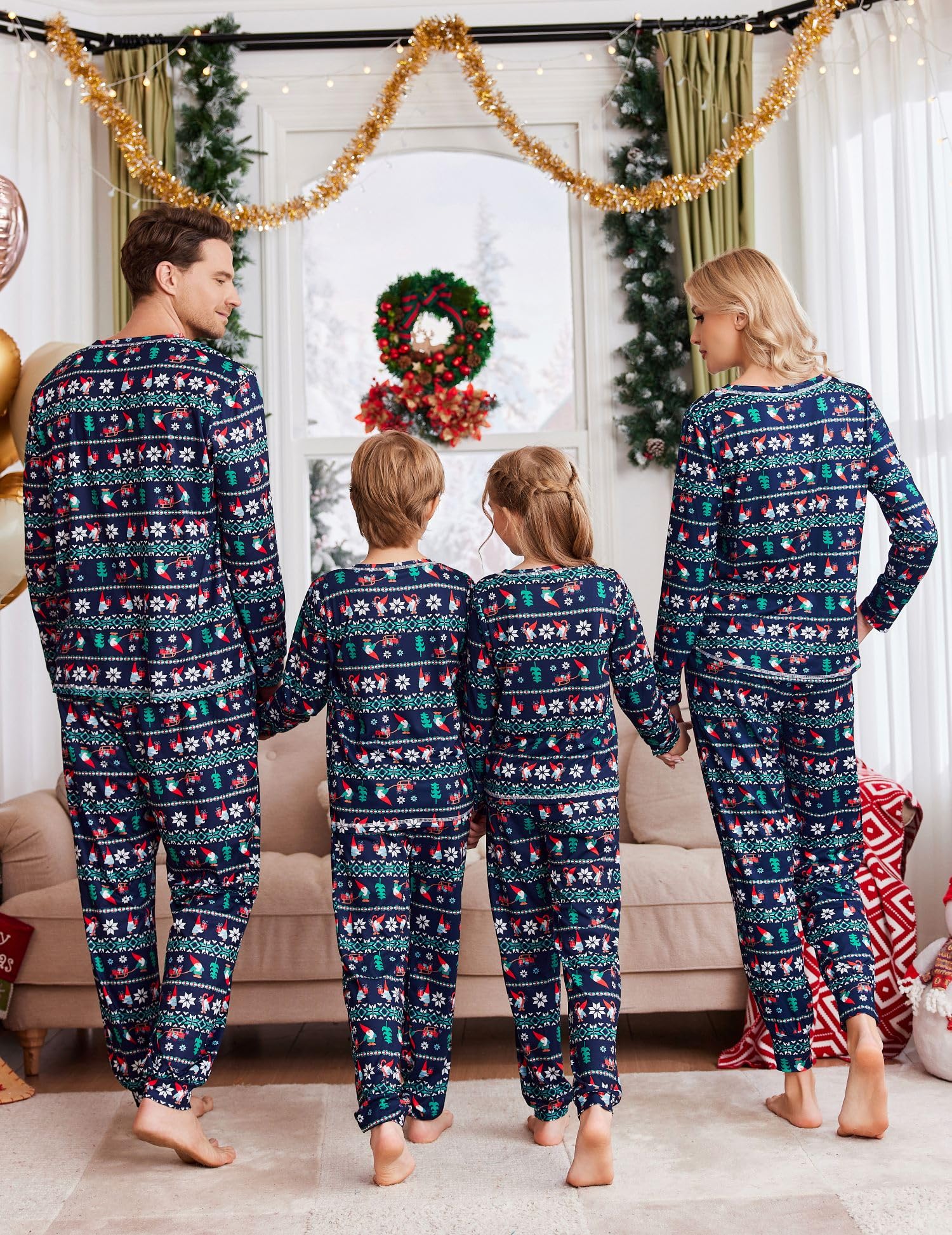 Ekouaer Pigiama Natalizio per la Famiglia Pigiama Lungo da Notte Pigiama per Il Tempo Libero Pigiama Invernale da Notte Camicia da Notte Famiglia Pigiama Outfit