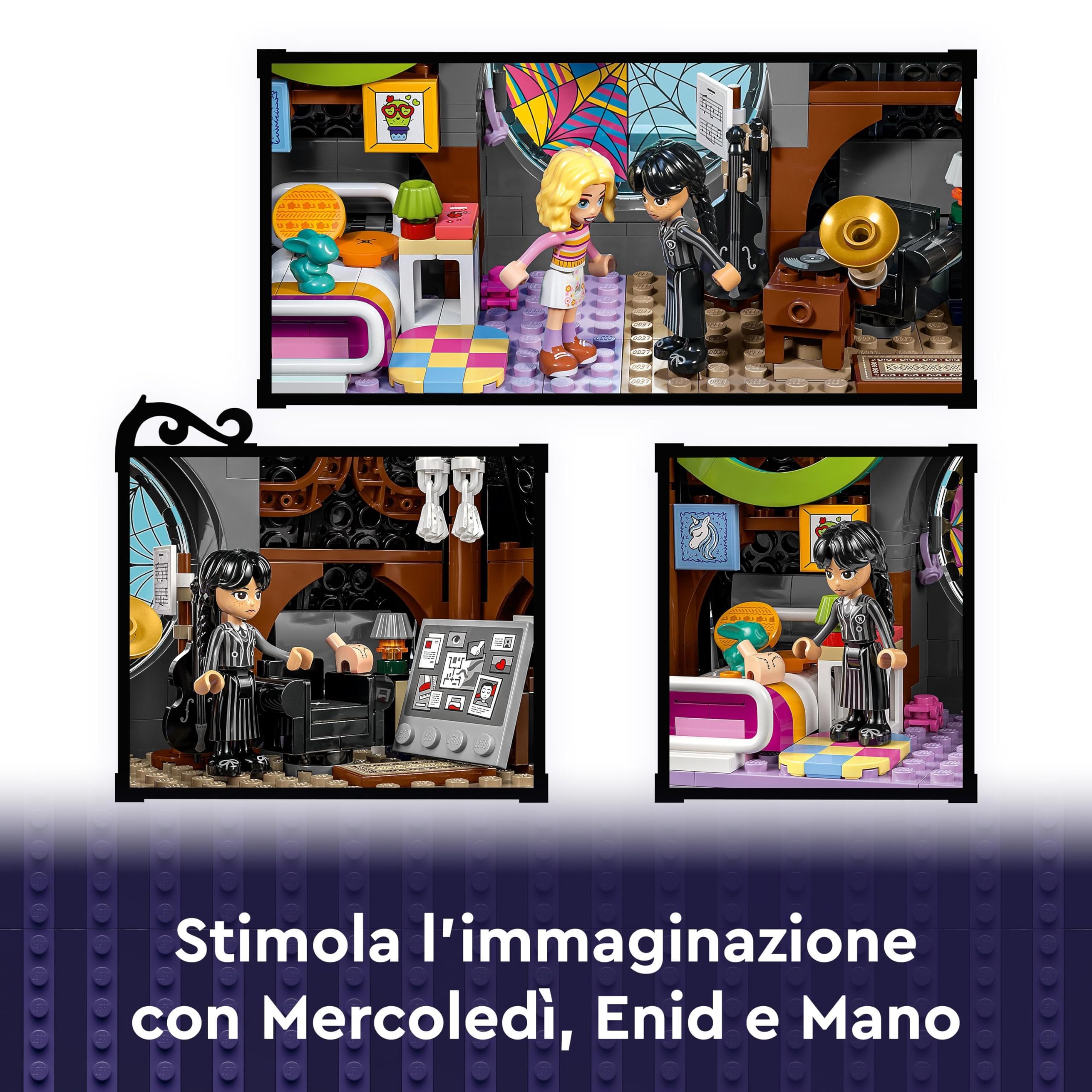 LEGO Wednesday Il Dormitorio di Mercoledì ed Enid, Modellino di Casa Giocattolo da Costruire con 4 Mini Bamboline, Giochi Creativi per Bambini e Bambine da 10 Anni, Idea Regalo da Collezione 76781
