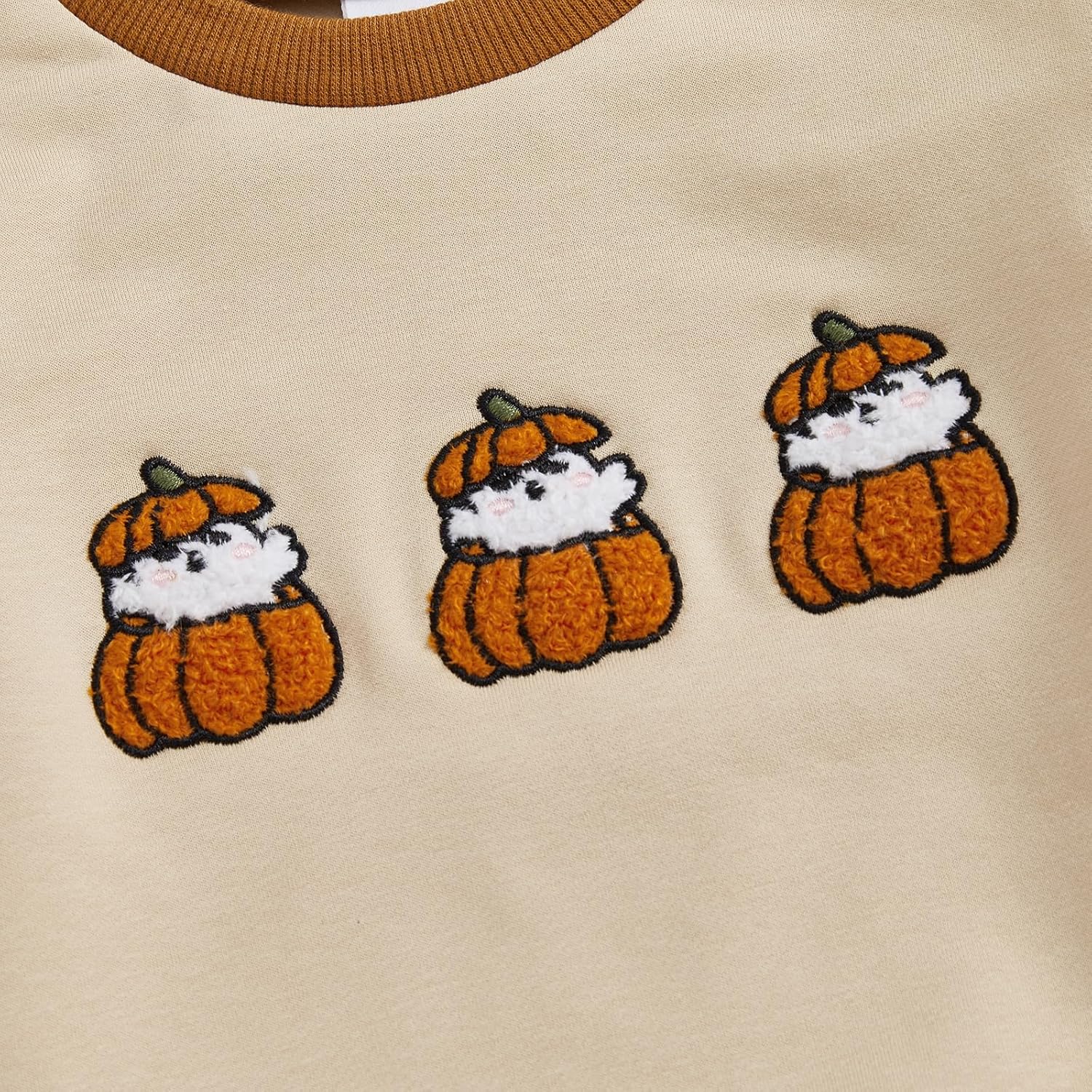 Toddler Baby Boy Girl Fall Clothes Halloween Outfit Pumpkin Ghost Long Sleeve Sweatshirt Solid Pant Set - Image 4
