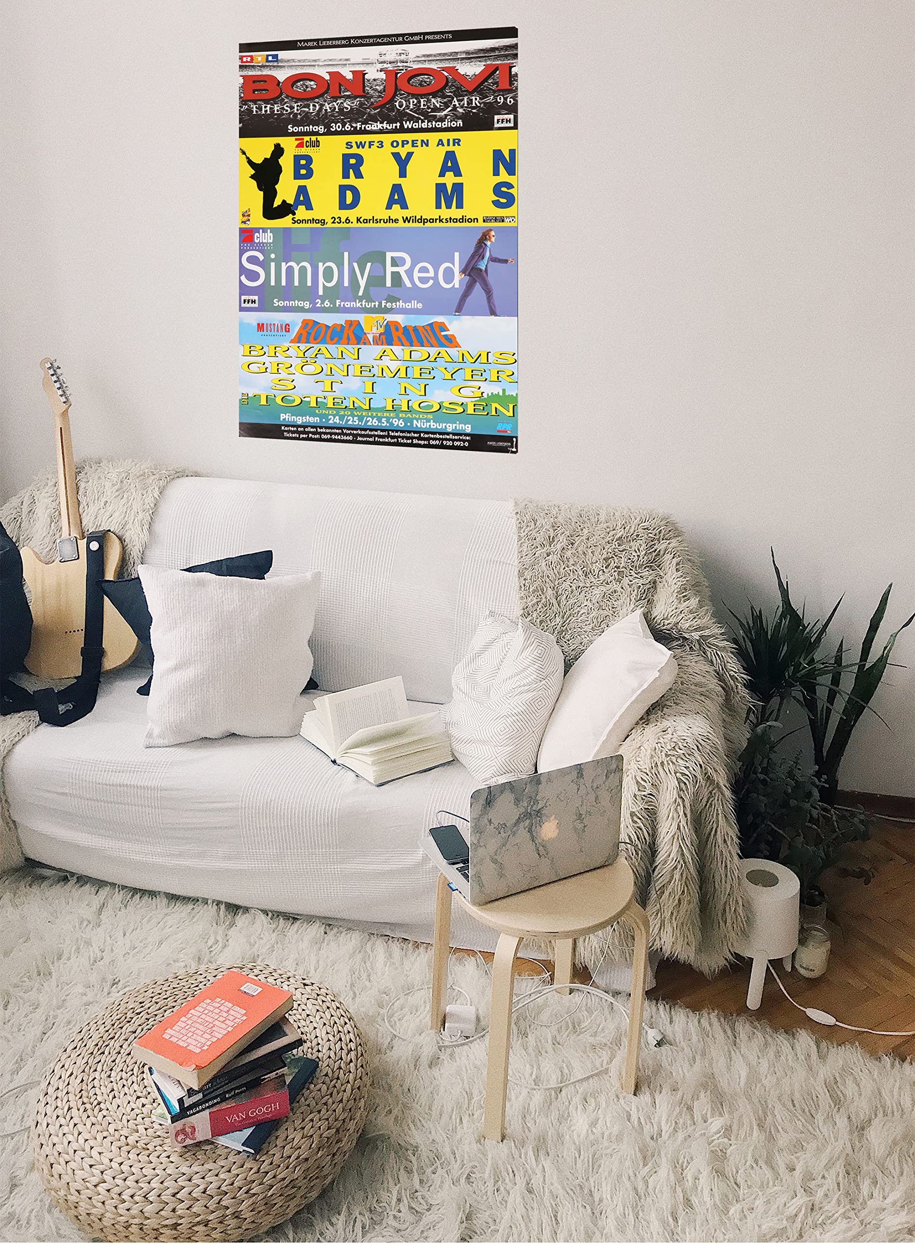 Premium Poster/Plakat | DIN A1 | Wanddeko | Live Konzert Veranstaltung » Konzert - Vorschau 1996 - Bon Jovi, Bryan Adams, Simply Red, RAR 1996, All The Towns 1996 «