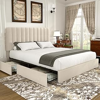 26 Small Bedroom Storage Ideas That Maximize Every Inch 18 VECELO Full Size Upholstered Bed Frame with 4 Drawers and Headboard, Vel...