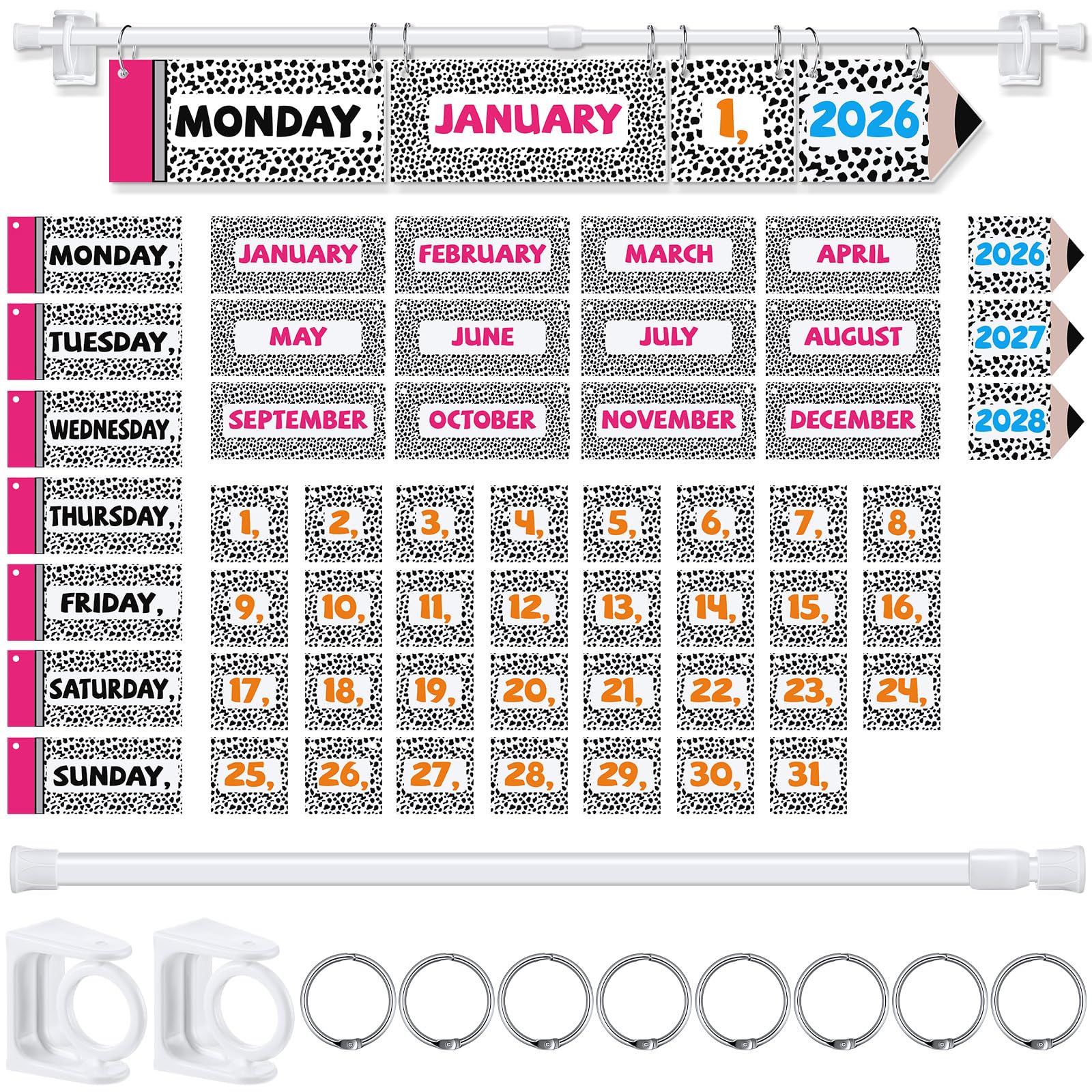 Chiisong Calendrier à rabat pour salle de classe avec tableau d'affichage