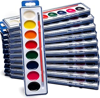 Fun Express Watercolor Paint Trays - 12 Pieces - Educational And Learning Activities For Kids