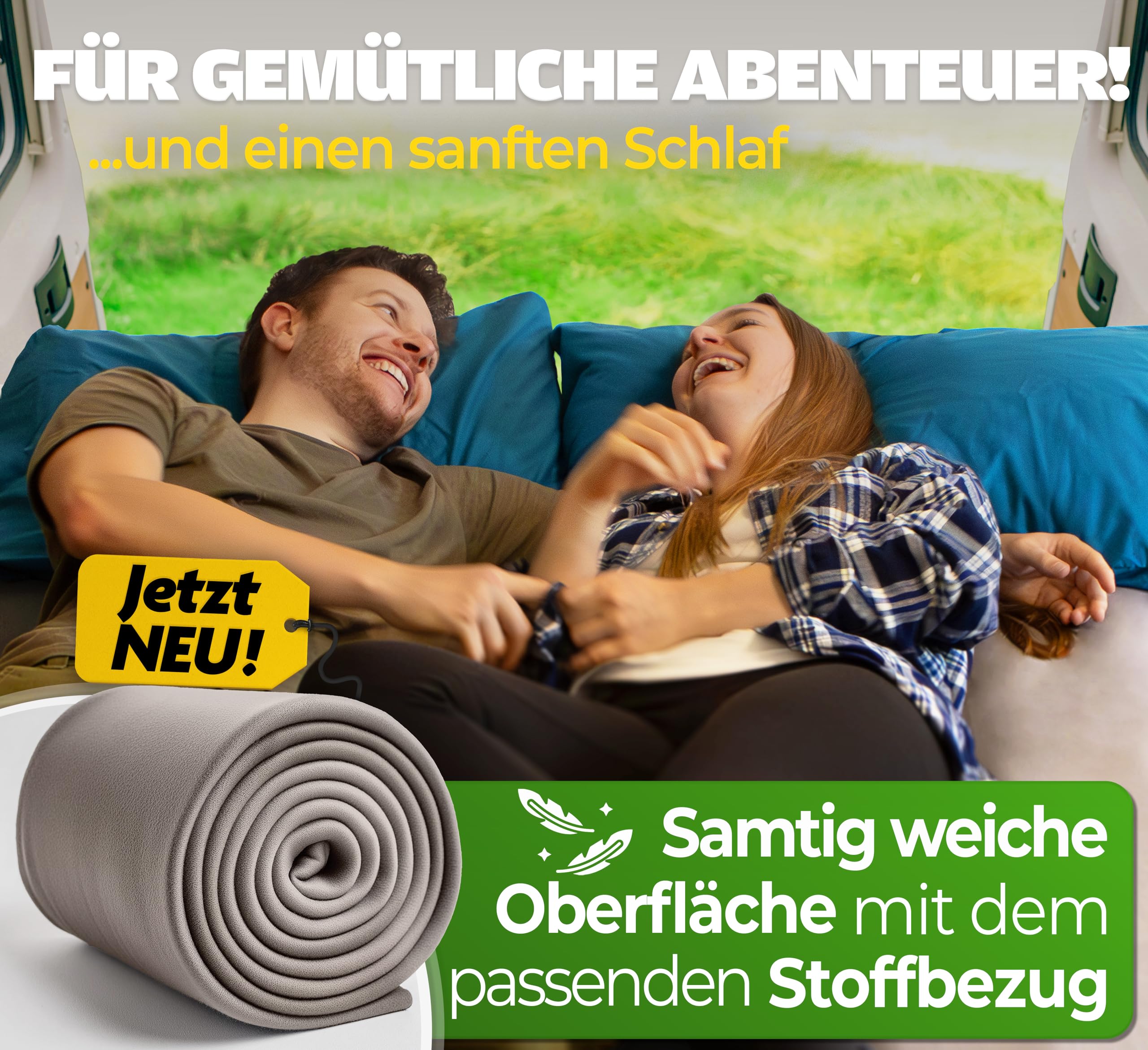 Auto-Matratze - modulares 6-Kammer Design [inkl. Stoffbezug] elektrisch aufblasbar | Luftmatratze für Kofferraum, Rückbank & Outdoor | Camping-Bett Autobett