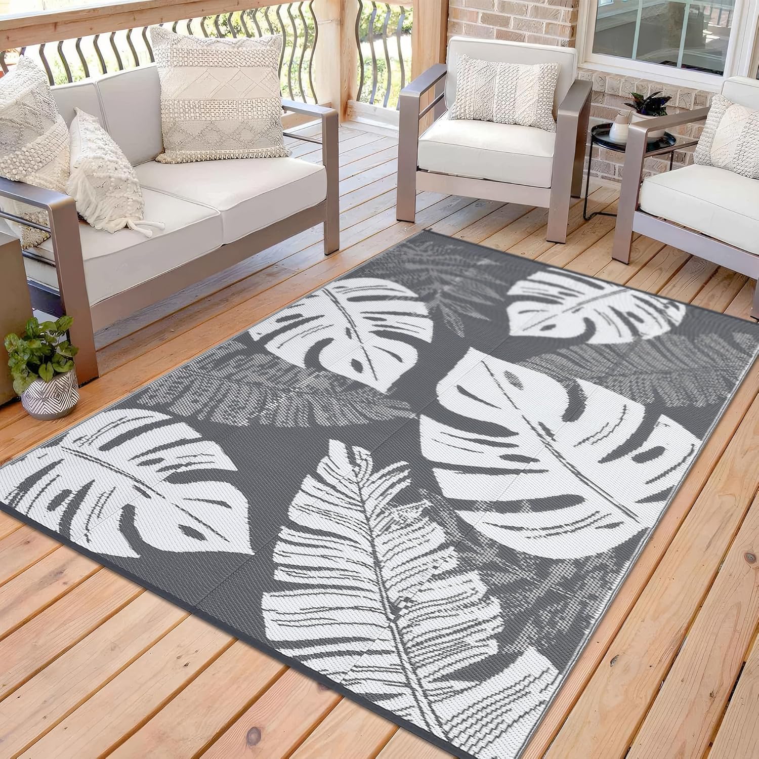 Outdoor Patio Rug Plastic Straw Rug RV camping Waterproof Reversible Carpet Mat - Picture 29 of 48