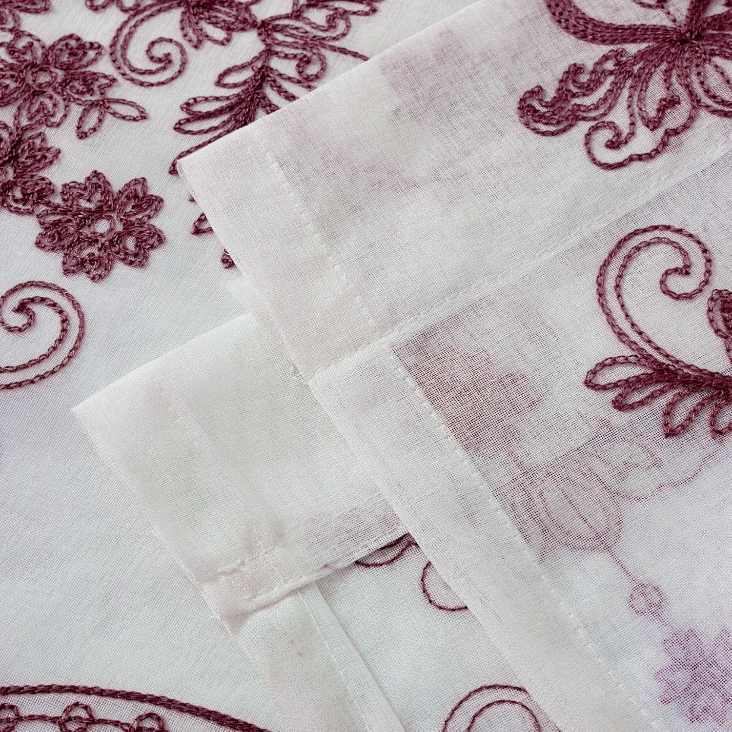 ローマンバルーンカーテン&amp;ボイルタイアップカーテン 刺繍入りシアシェードカーテン フローラルチュールシアーカーテン ロッドポ