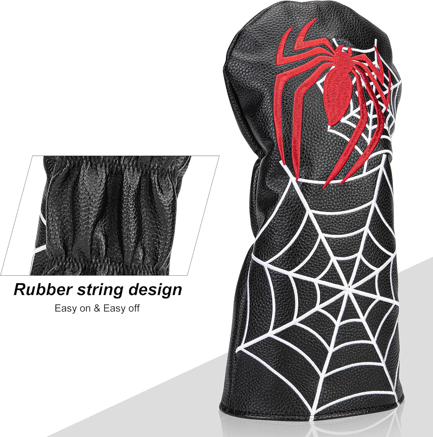 Golf Head Covers for Woods Fits All Hybirds Golf Clubs Premium Leather Spider Embroidery 1 3 5 UT Interchangeable ID Tags Durable Classic Black (Hybird) : Sports & Outdoors
