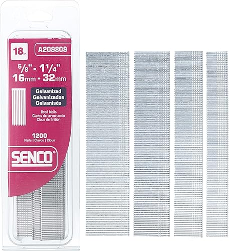 Miniatura 3 de Senco A209809 clavos de terminación galvanizados de calibre 18 x 58" a 1-14", paquete surtido.