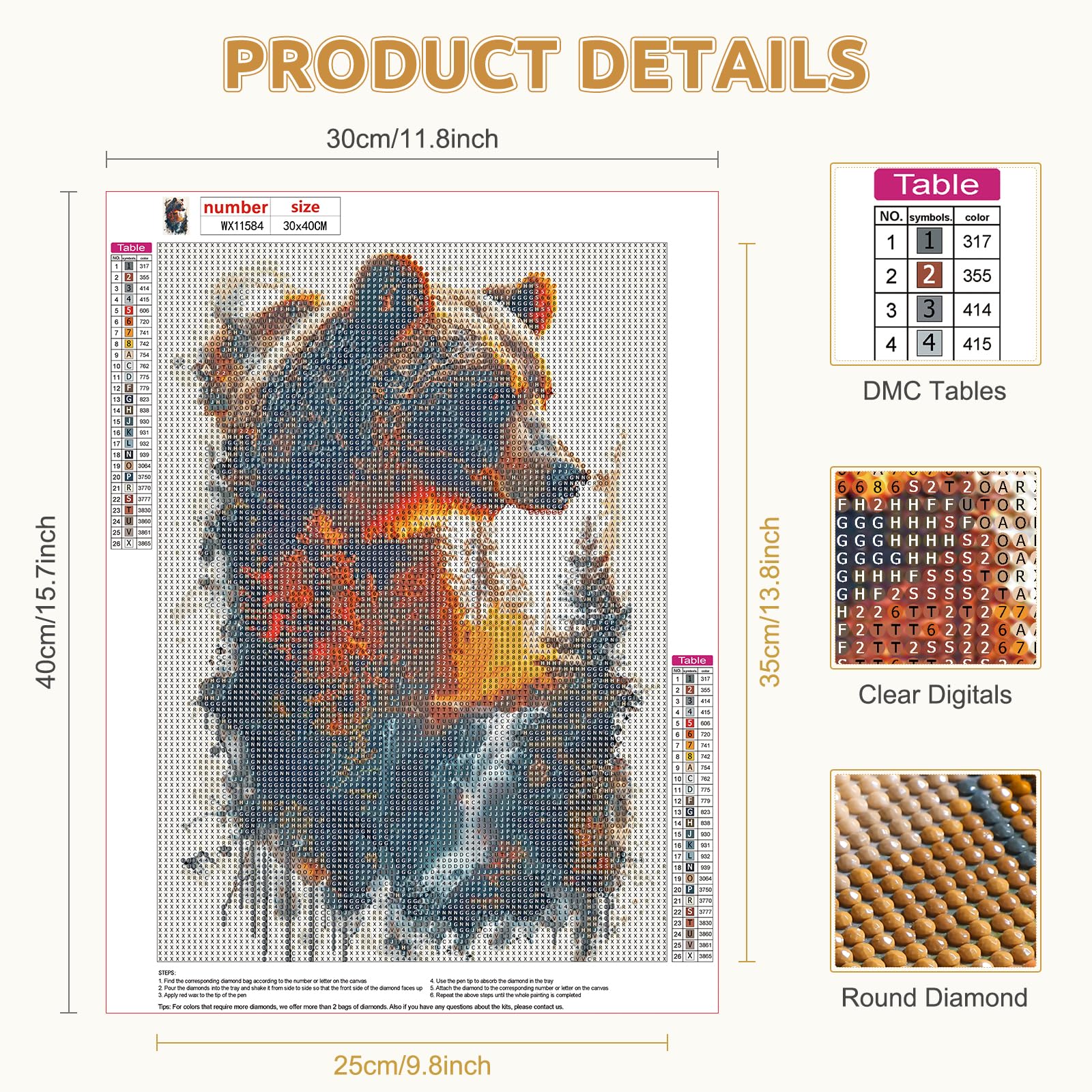Bimkole Pittura Diamante Diamond Painting Kit 5d Panda fai da te, Trapano Completo Strass Arte e Artigianato Decorazione da Parete 30 * 40 cm(y6-878