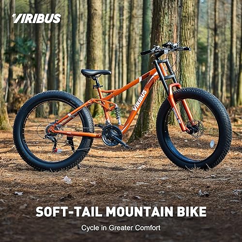 Miniatura 5 de Viribus Bicicleta de montaña de suspensión completa para adultos bicicleta de carretera con neumáticos gruesos de 26 pulgadas con marco de aleación