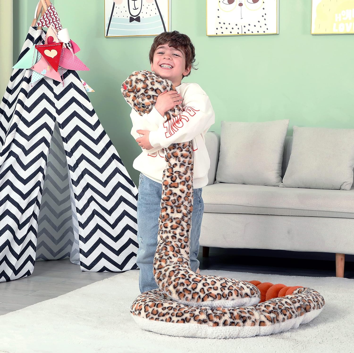 IKASA Giant Snake Stuffed Animal Plush Toy,106" Large Rattlesnake Cute Jumbo Soft Toys,Huge Big Size Fluffy Plushy Fat Plushie,Gifts for Kids - Image 4