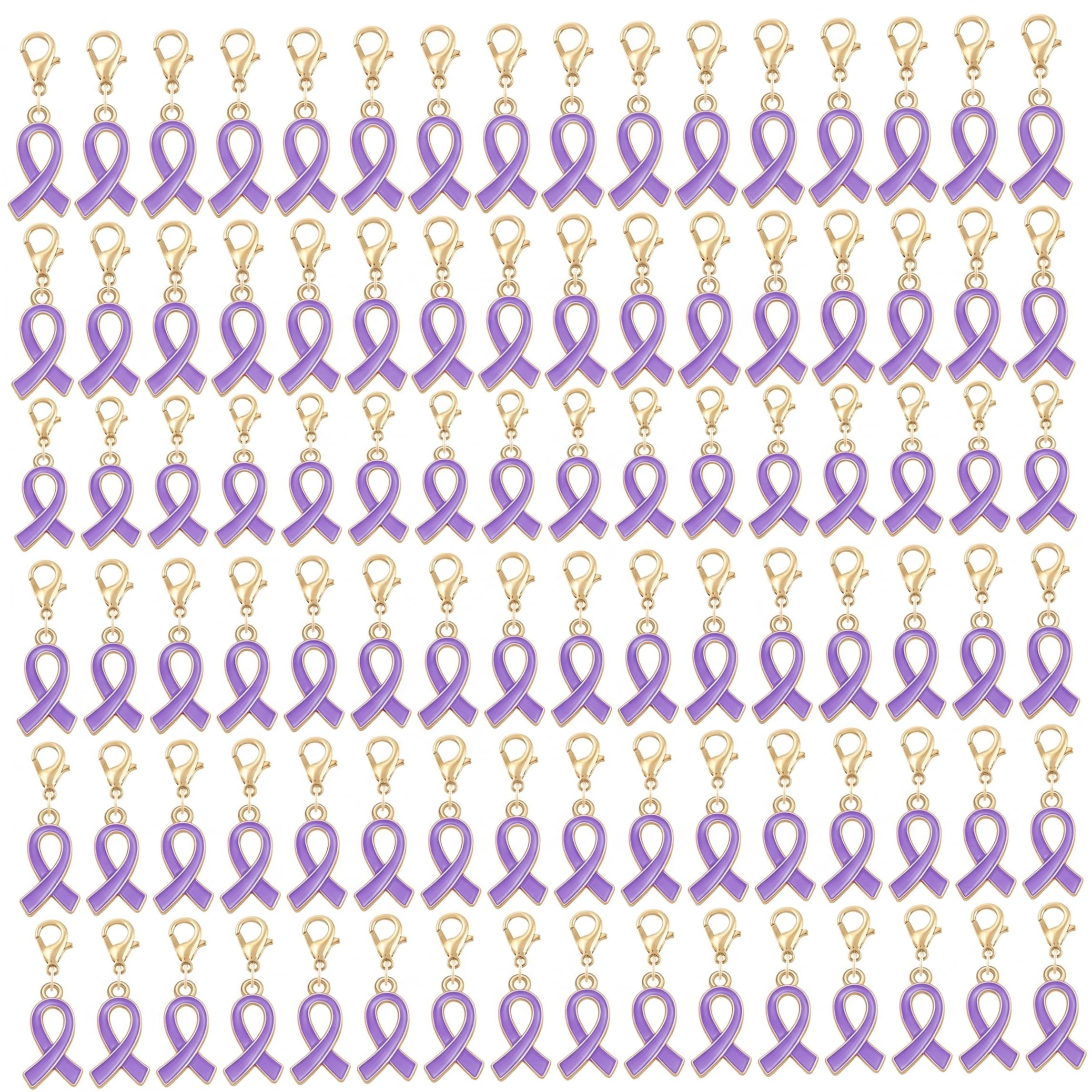 Dijes de cinta morada con mosquetón ideales para crear recuerdos artesanales y regalos solidarios