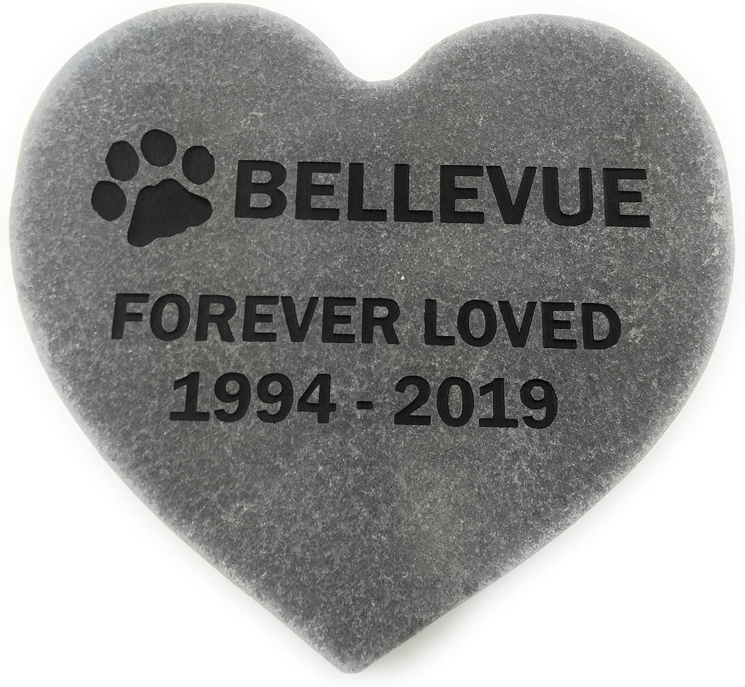 Pet Memorial Headstone Grave Marker Sandblast Engraved Gray Natural Stone Heart