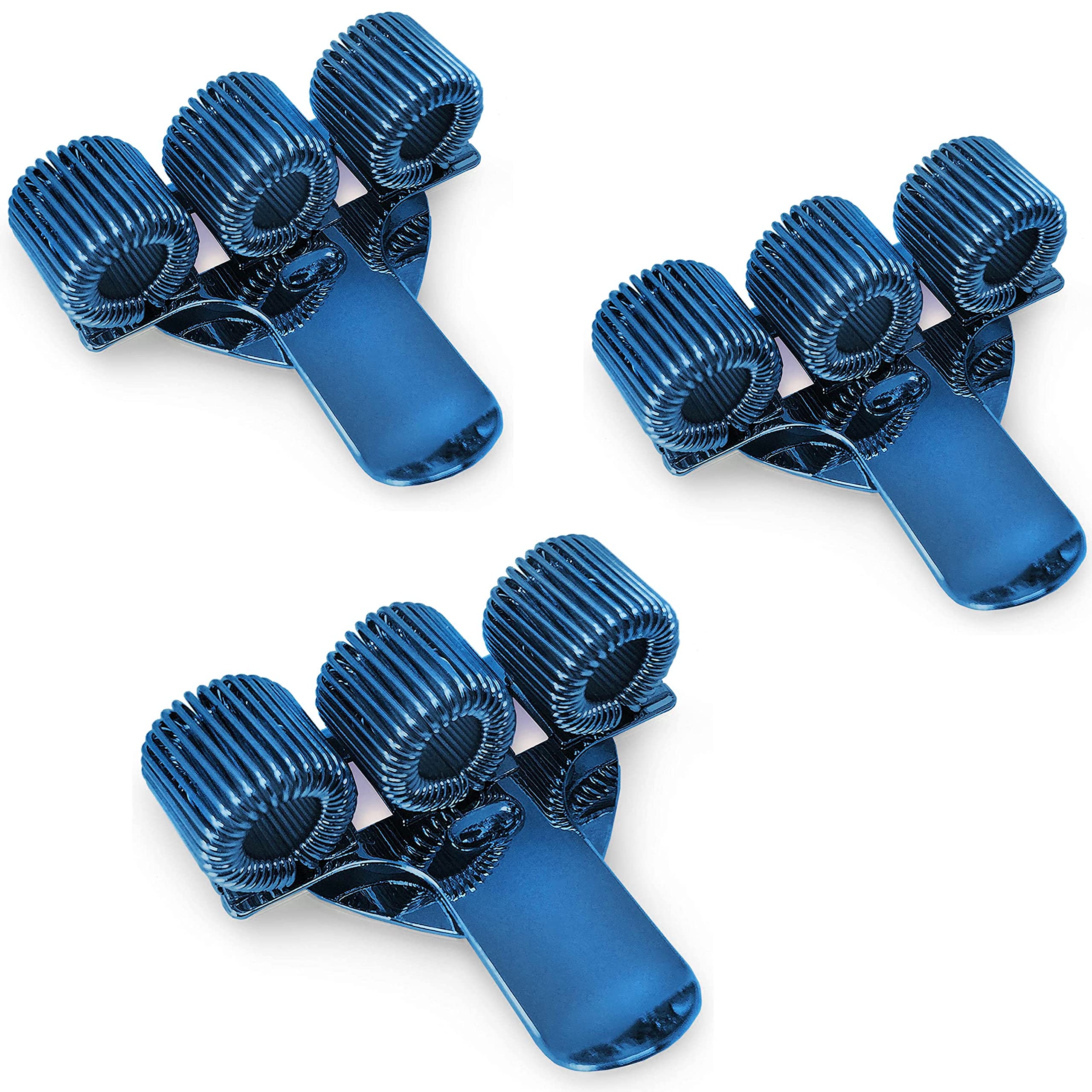 Ashton and Wright - Triple Metal Pen Holder with Pocket Clip - Ideal for Doctors/Nurses/Pilots - [Pack of 3] - Blue