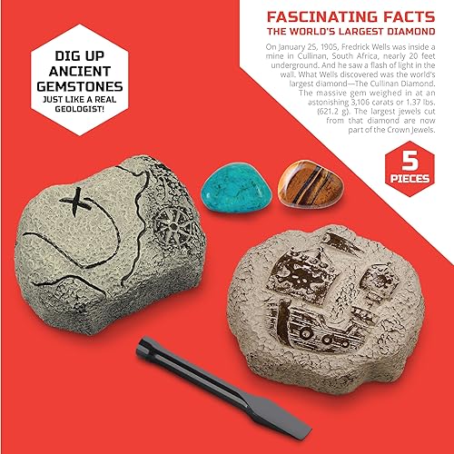 Miniatura 2 de Discovery #MINDBLOWN - Juego de tesoros desenterrados, paquete de 2 kits de excavación con cincel, descubre 2 piedras preciosas, experimento