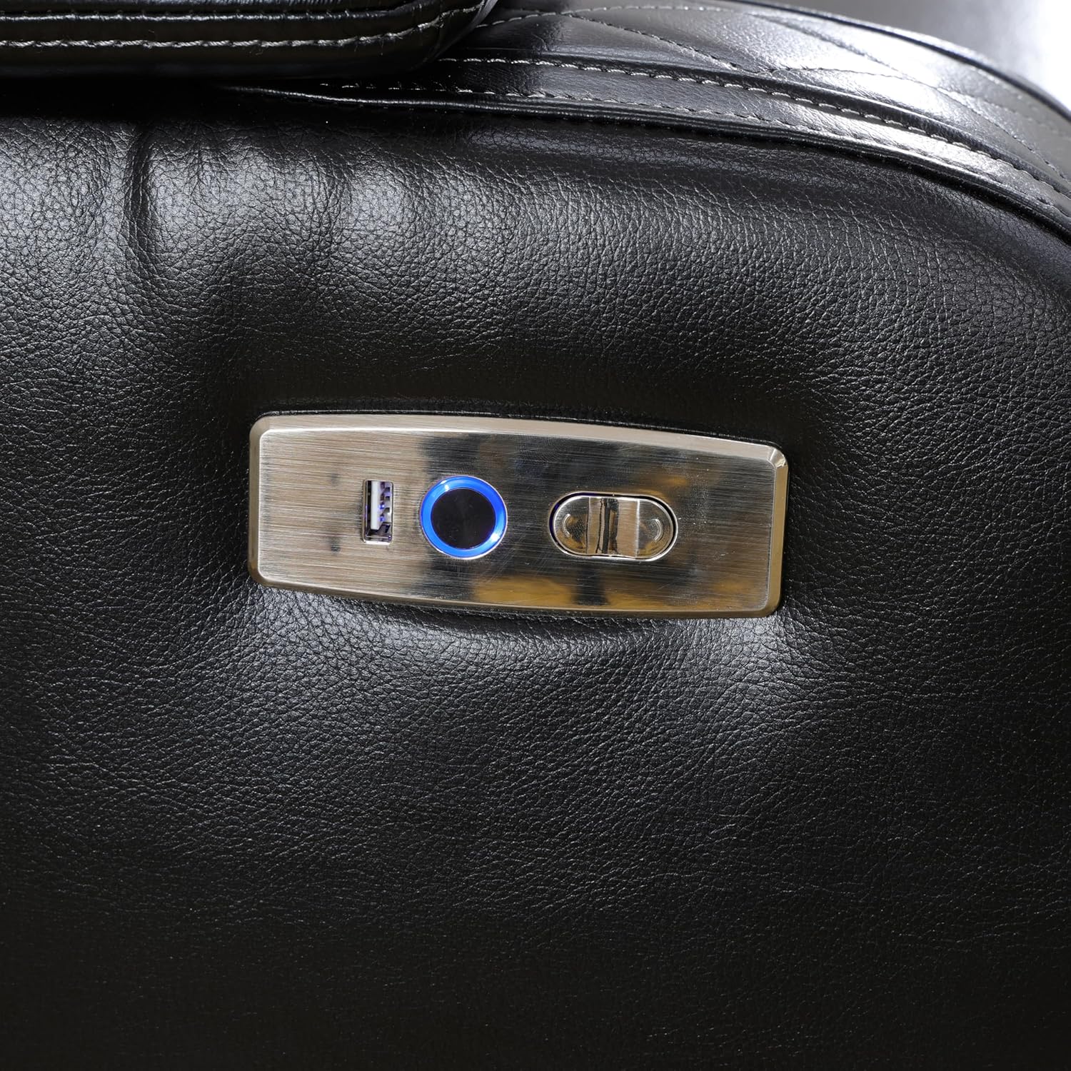 Power Reclining Sofa Set with LED Lights, Leather Recliner Couch Set with USB Ports, Cup Holders & Armrest Storage, Modern Breathable Living Room Furniture (3 Piece, Black)