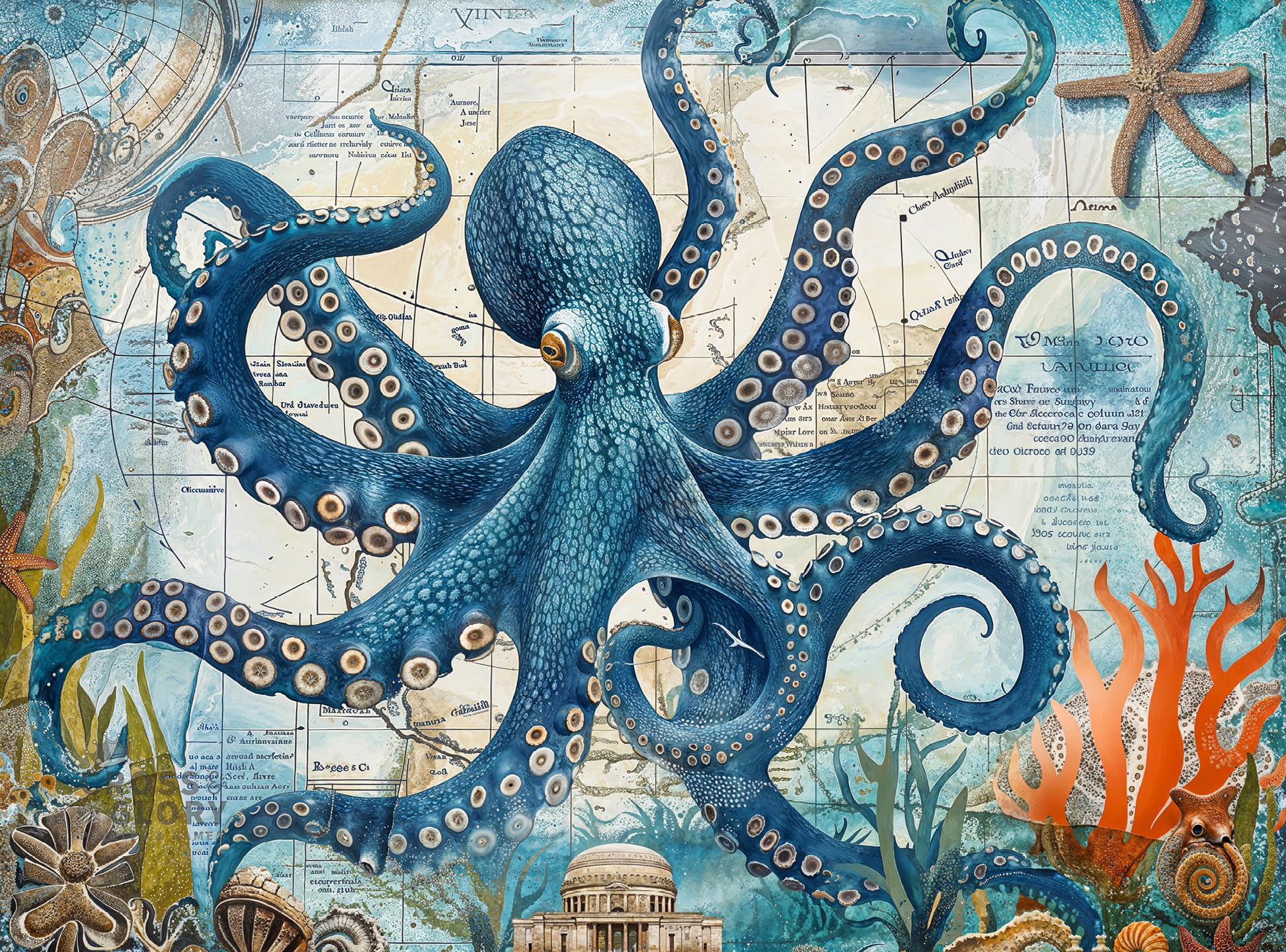 Cross & Glory 1000 Piece Jigsaw Puzzle for Adults | Neptune’s Navigator: The Octopus Voyage | Marine Ocean Artwork Puzzle | Challenging Brain Teaser