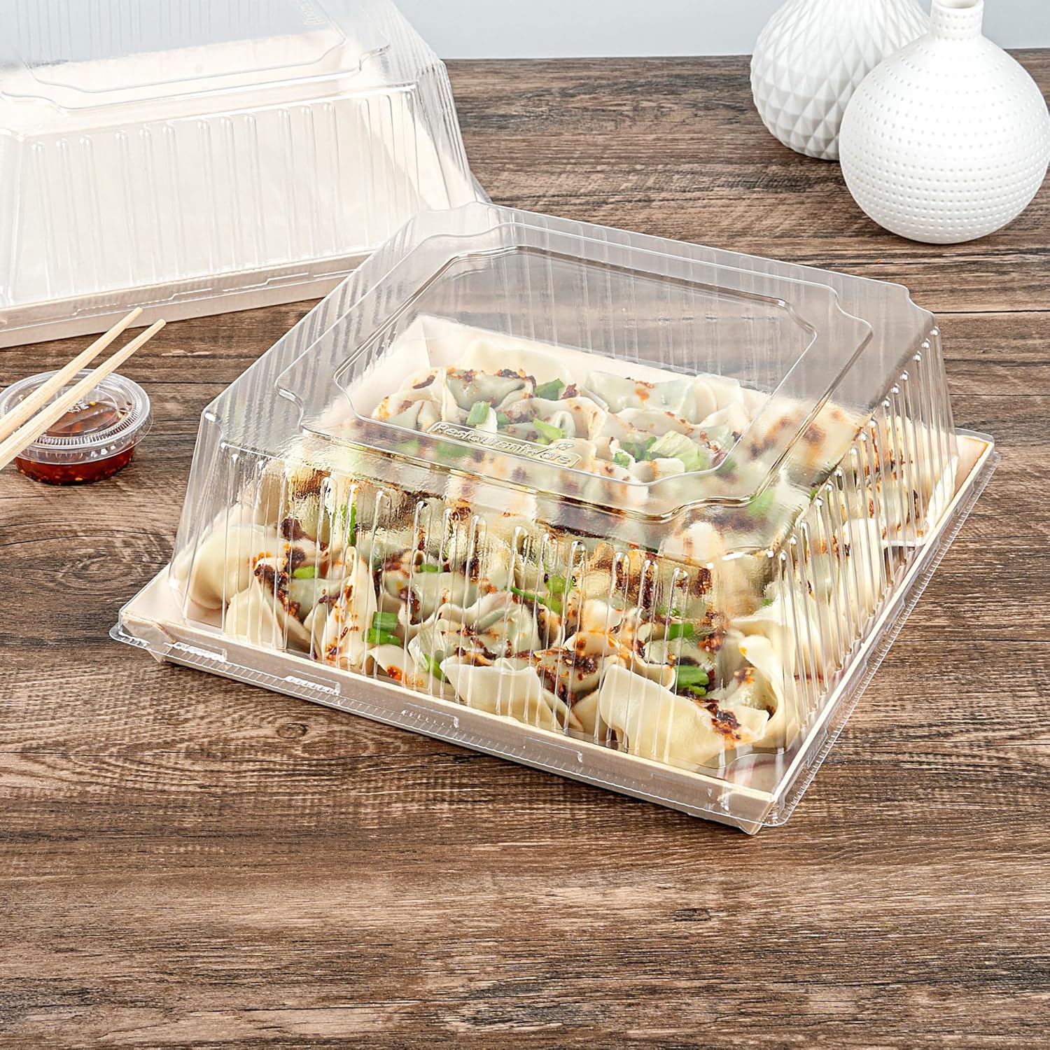 Restaurantware-LIDS ONLY: 9.5 x 9.5 x 2.8 Inch Clear Plate Lids, 25 Disposable Plate Covers - Plates Sold Separately, Dome Design, Clear Plastic Lid, For Party Platters Or Delivery Orders