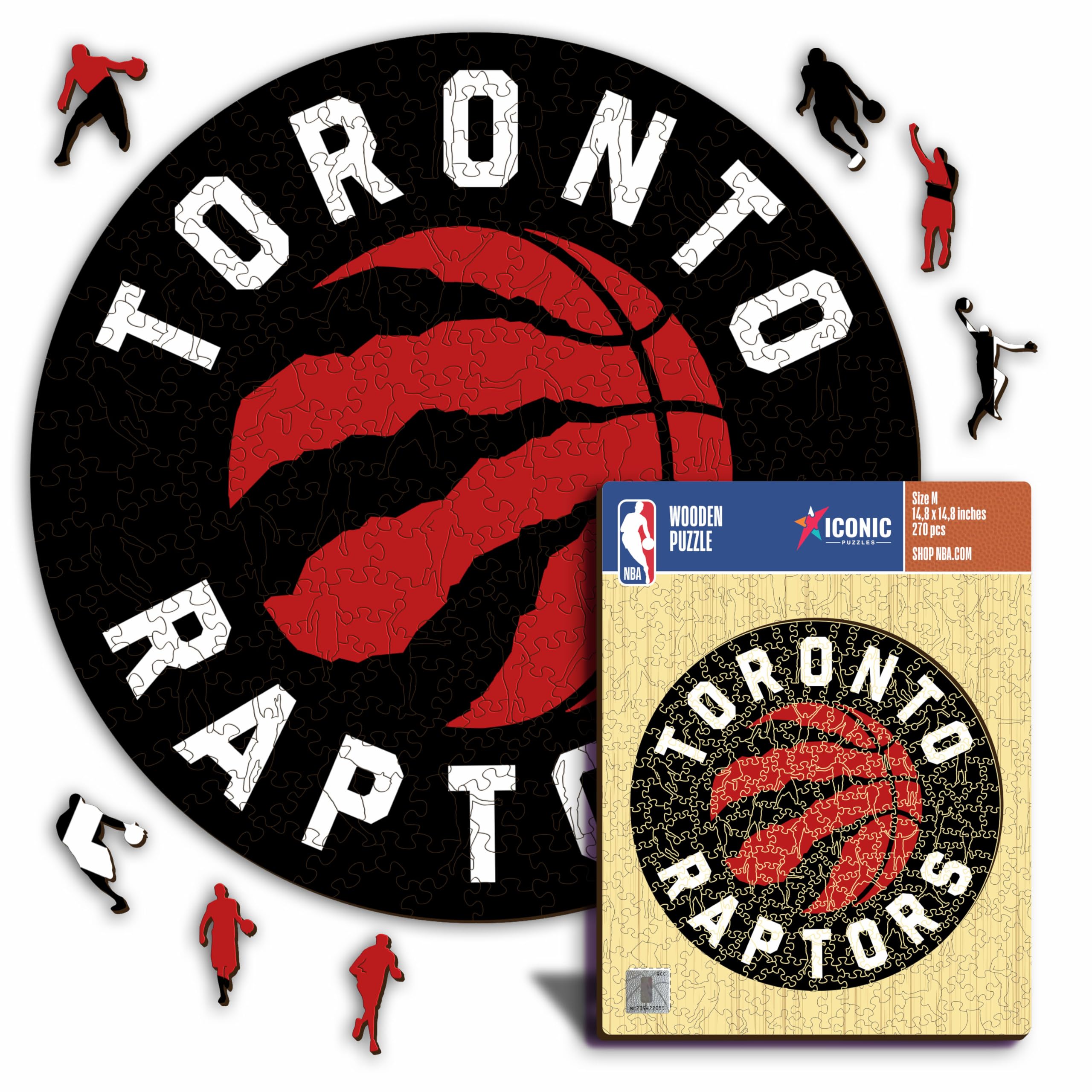Iconic Puzzles - Toronto Raptors, Logo, Puzzle di Legno con licenza ufficiale NBA, 100% sostenibile, regalo per adulti e bambini, taglia L, 500 Pz