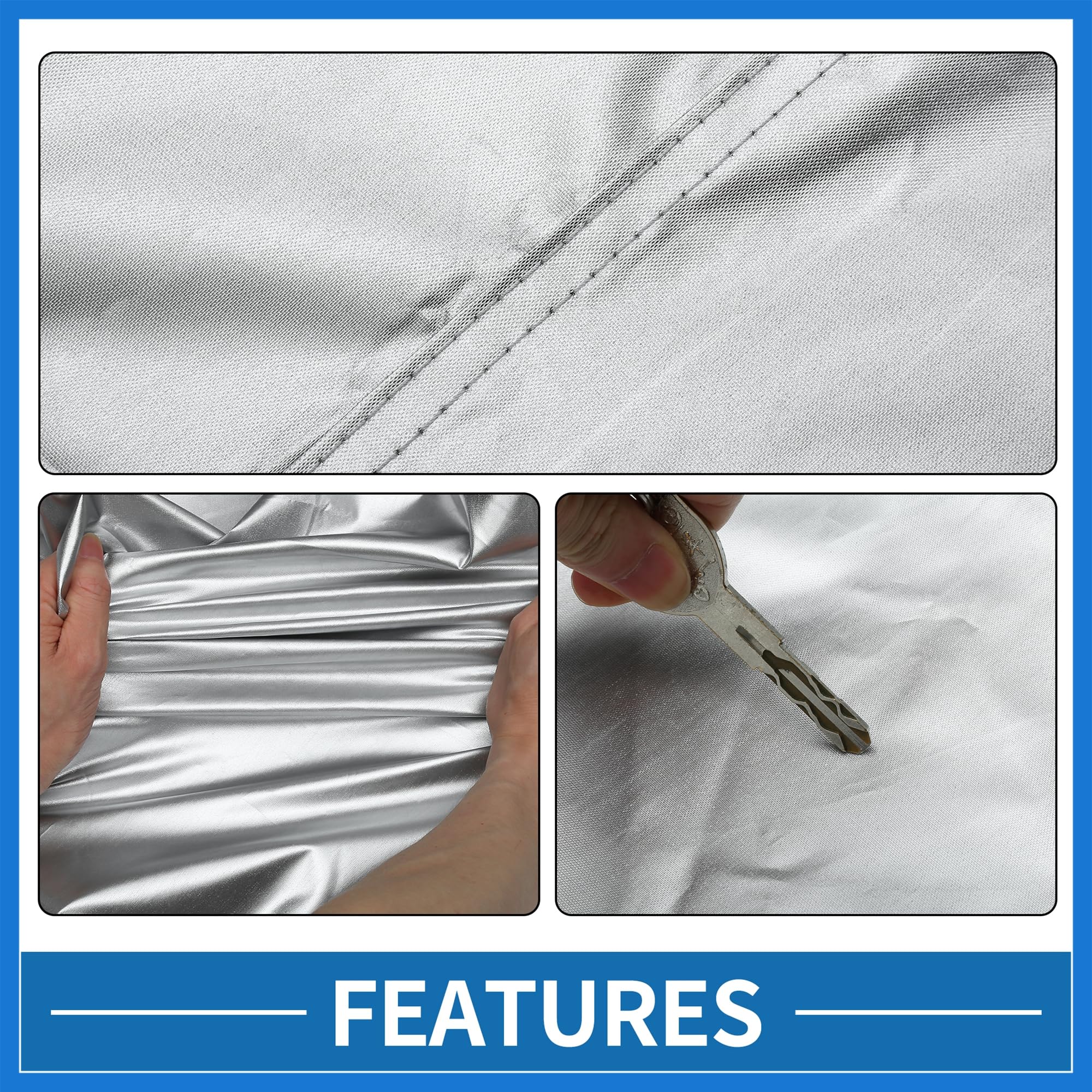 VekAuto Front Half Car Cover Waterproof 210x110cm Outdoor Half Cover for Car 210D Silver Tone Auto Accessories — view 4