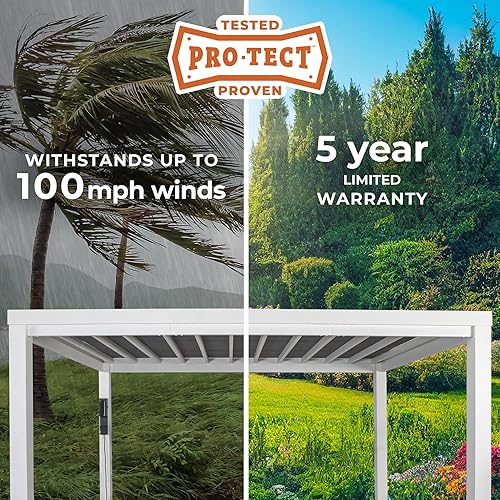 Miniatura 4 de Backyard Discovery Pérgola Windham de acero galvanizado blanco de 12 x 10 pies con toldo suave, soporta vientos de hasta 100 MPH, resistente a la