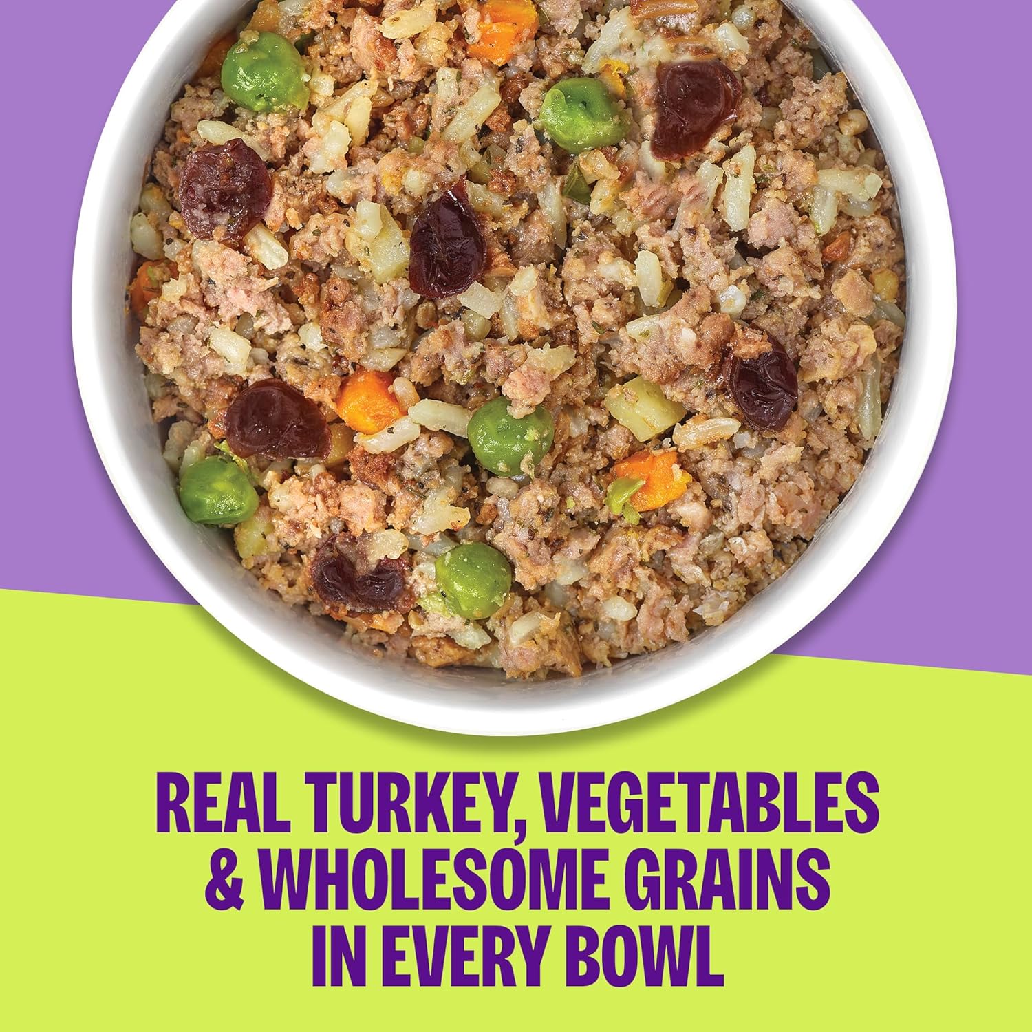 Wellness Protein Bowls Adult Wet Dog Food, Fresh Alternative, Wholesome Grains, Natural, Turkey, Cranberry, and Peas Recipe, 6.2 oz, Pack of 6 Pouches
