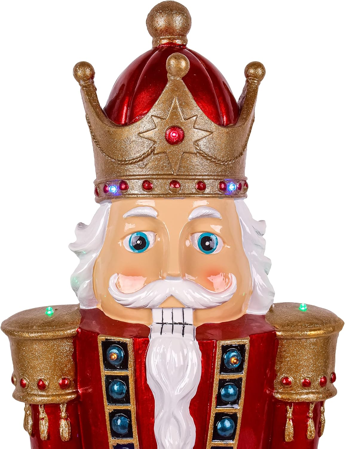 National Tree Company Pre-Lit Nutcracker Christmas Decoration with Multicolor LED Lights with Hand Painted Details, Plug in, Red, 36 in