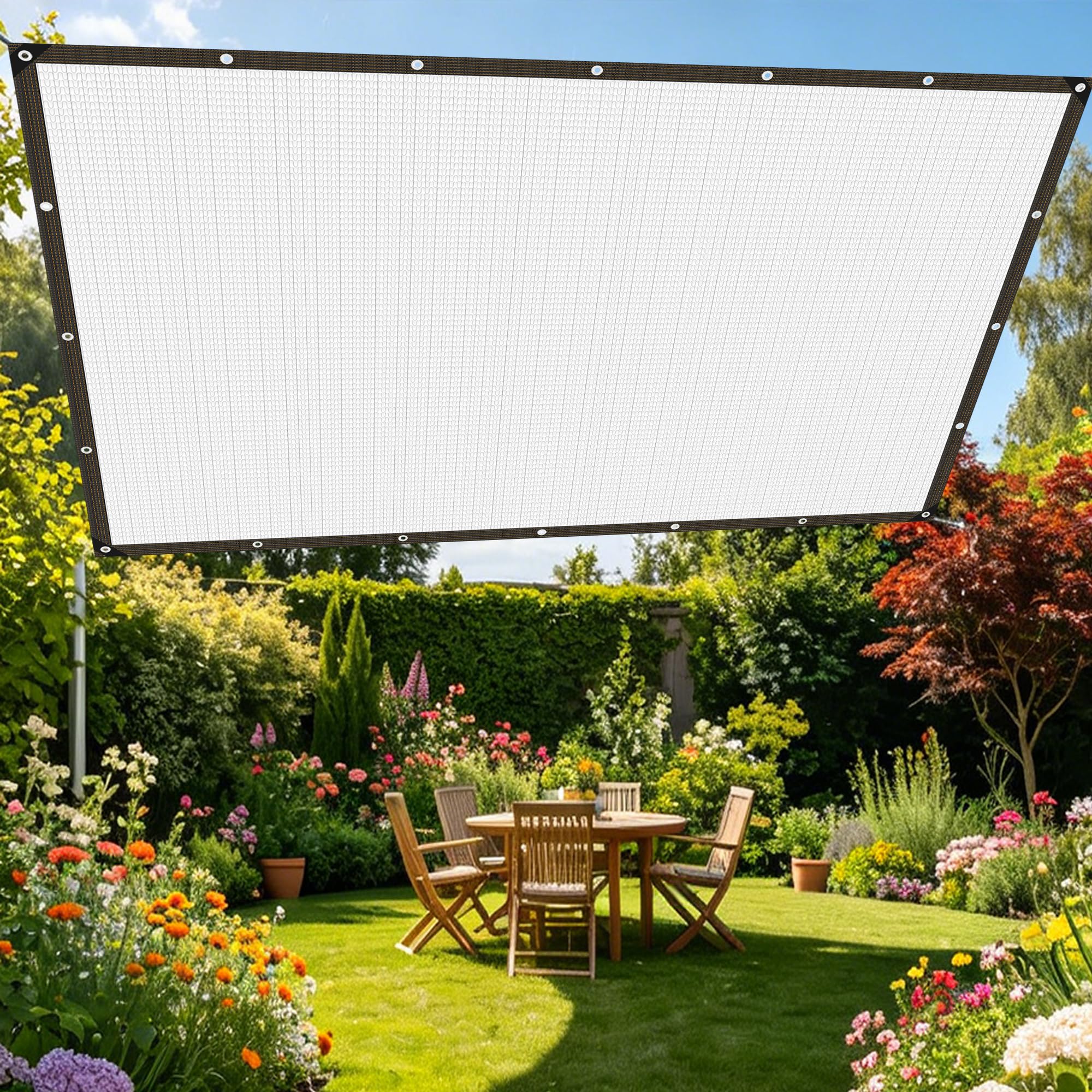 Aluminiowa Tkanina Zacieniająca 280 x 390 cm Wiele Rozmiarów Tkanina Na Cień Ogrodowy Łatwa Instalacja Do Pergoli Patio, Szklarni, Markizy Okiennej Samochodu, Srebro