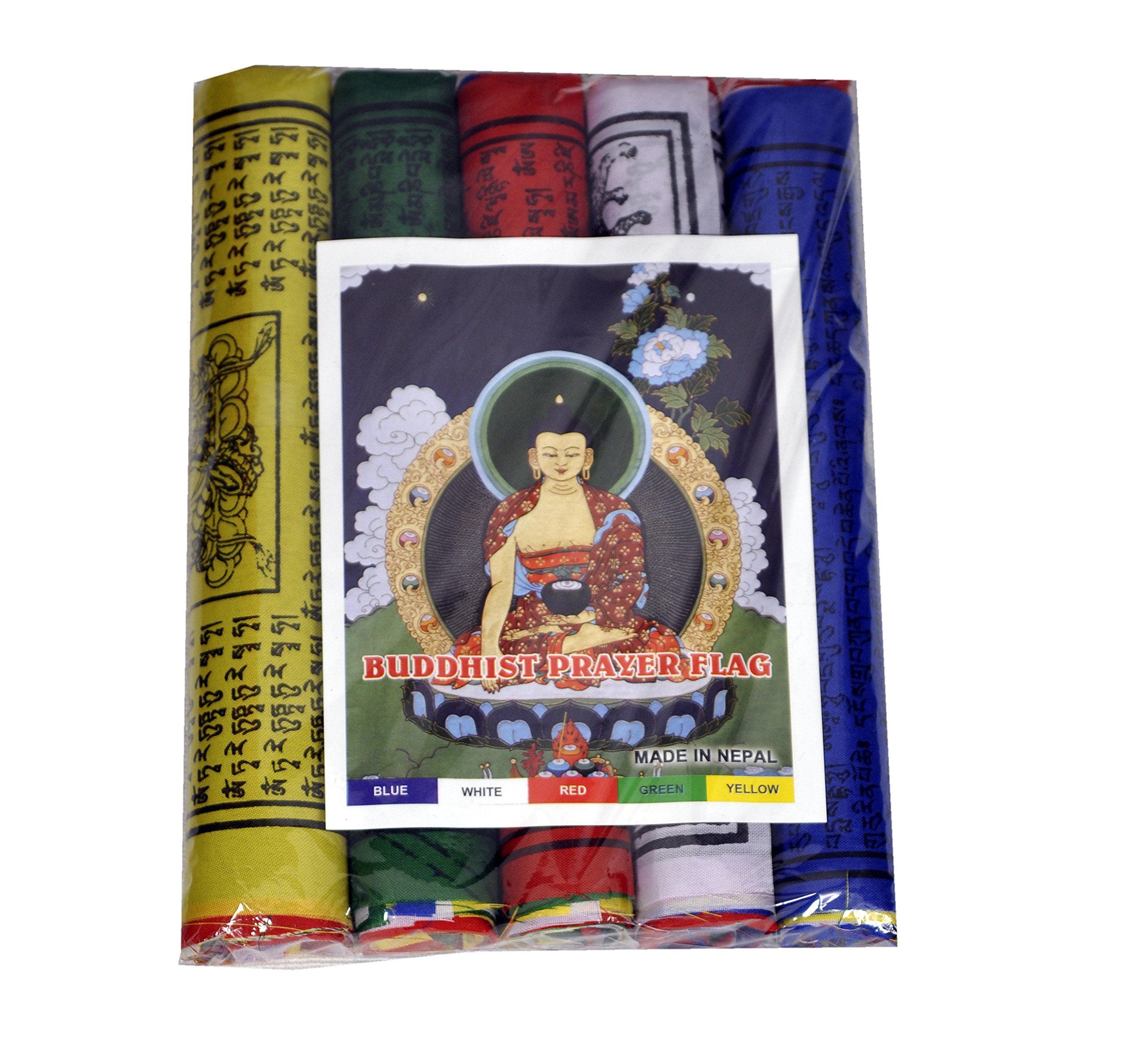 Lot de 50 drapeaux de prière tibétain bouddhiste pour bonheur, longévité et bien-être, 8.5 Inch