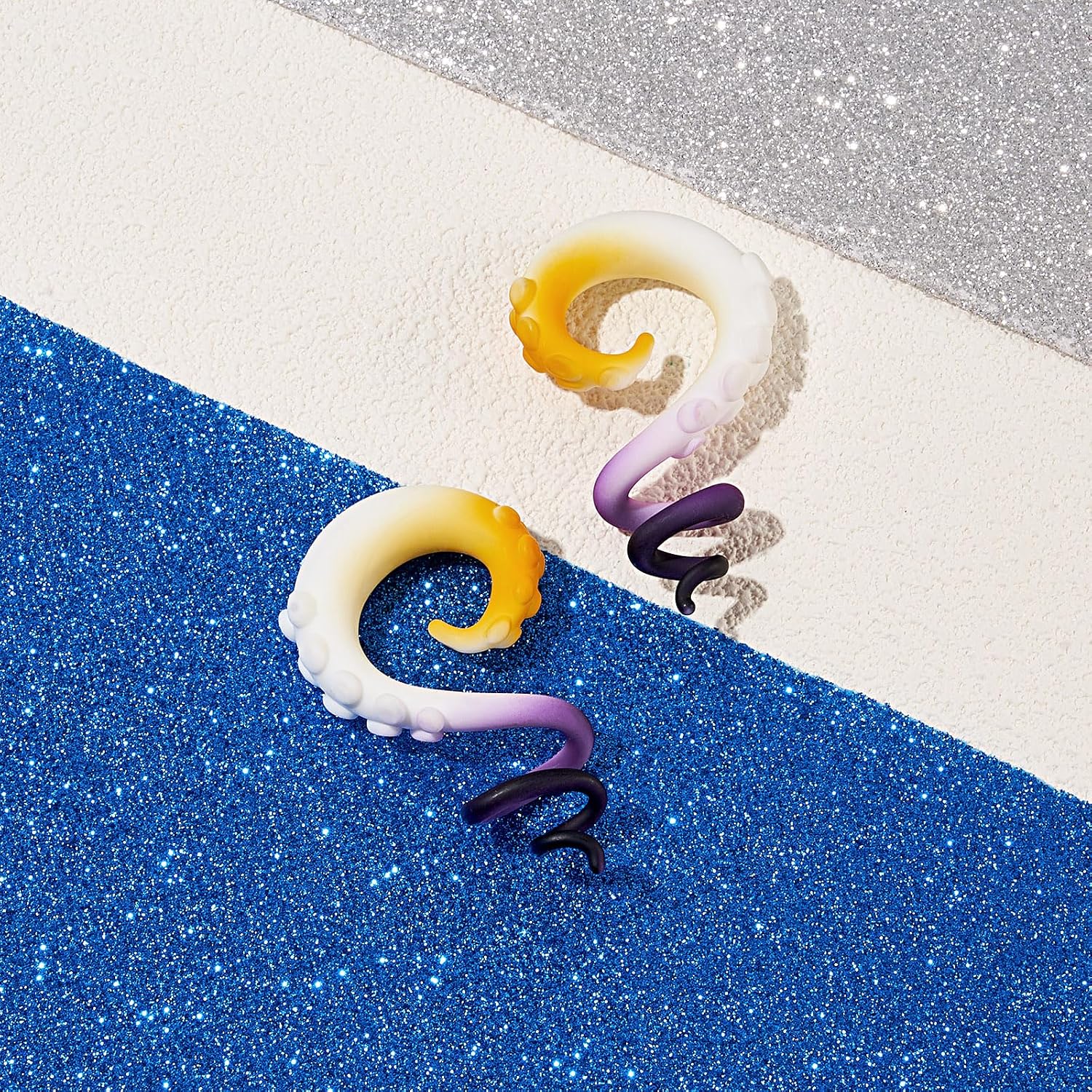 YOFANST 2pcs Glass Tapers Multi-Colors Spiral Plugs Piercing Ear Gauges Flesh Tunnel 4G-1/2 inch 5-12MM