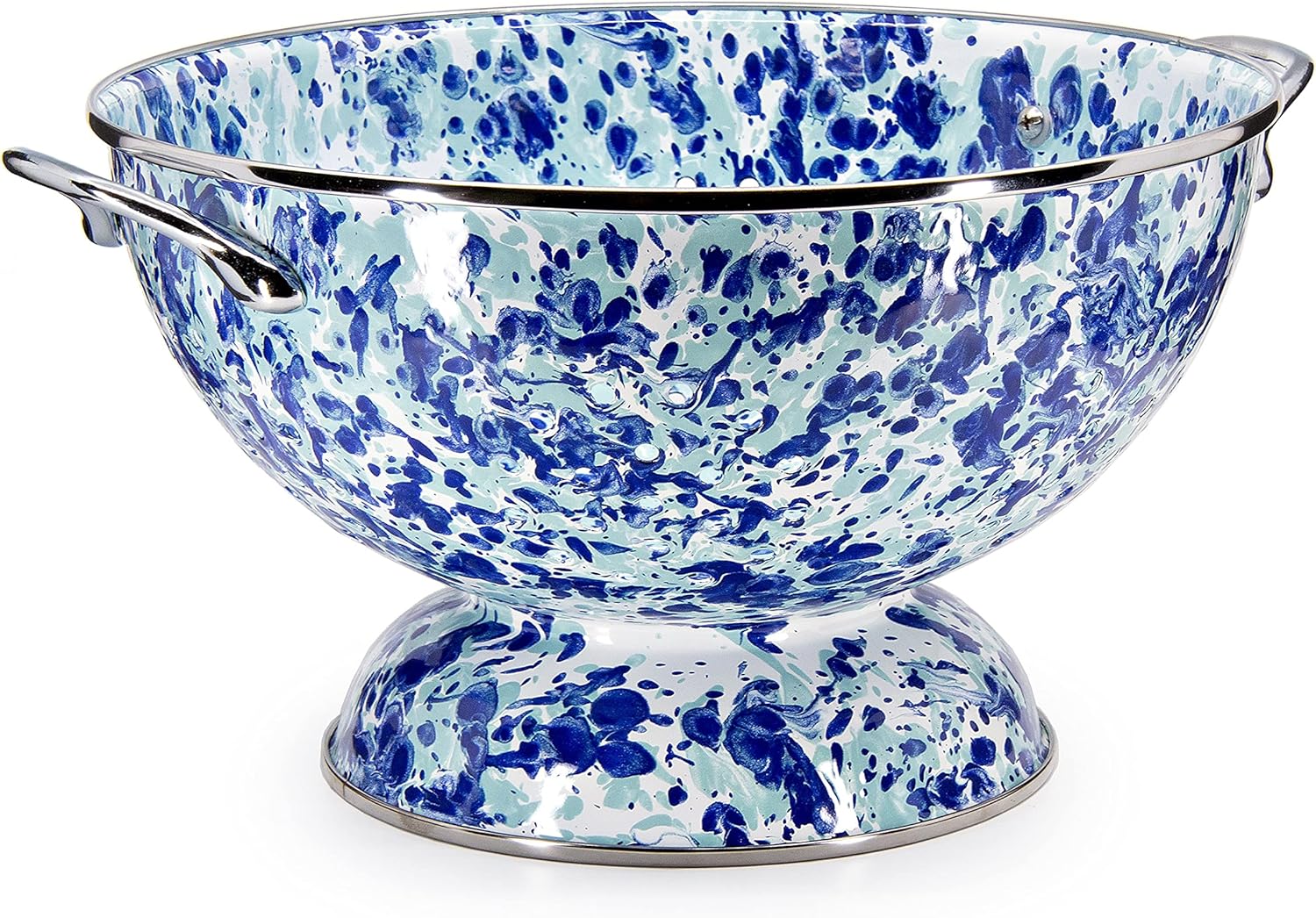 Golden Rabbit Enamelware Large Colander, 5 quart, Ocean