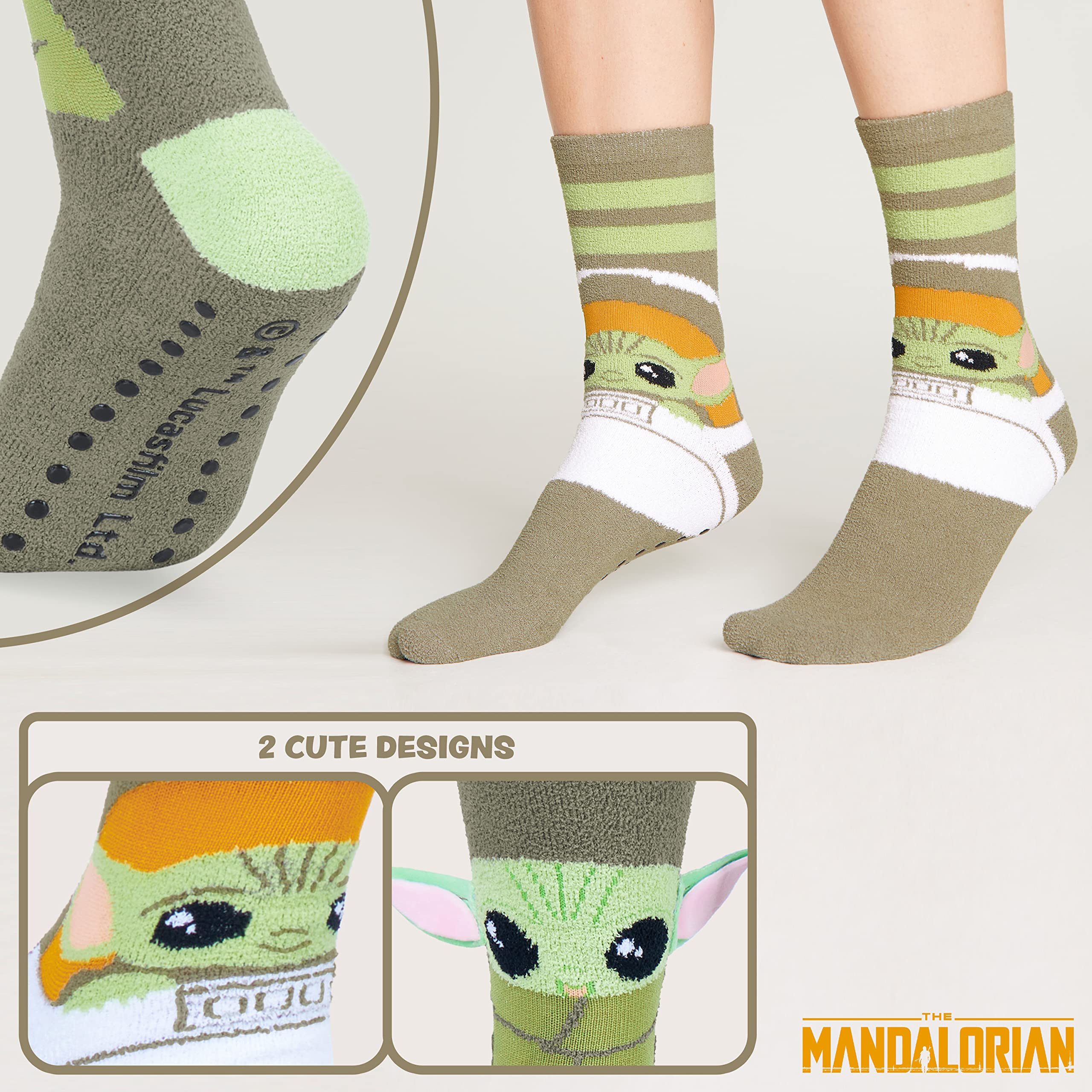 Disney Calze Donna a Pantofola - Set 2 Paia Calzini Antiscivolo Invernali Stitch Topolino Minnie Baby Yoda