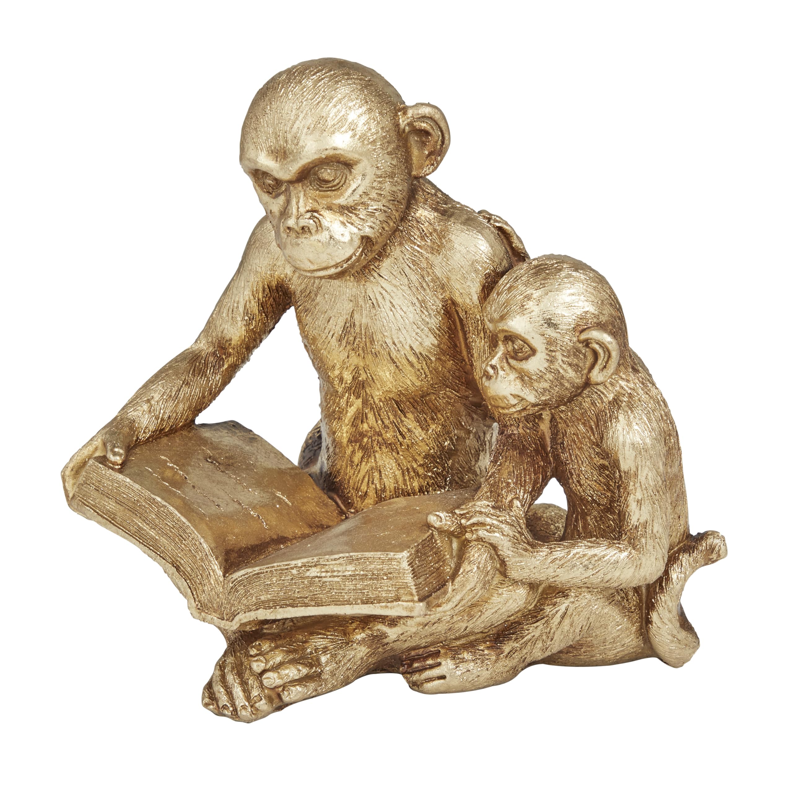 Deco 79Polystone Monkey Decorative Sculpture Home Decor Statue, Accent Figurine 9" x 6" x 7", Gold