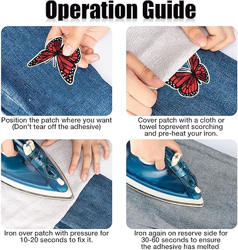 Miniatura 7 de Woohome 16 parches para planchar, tela bordada para planchar o coser, parches rojos bordados para ropa, sombreros, jeans