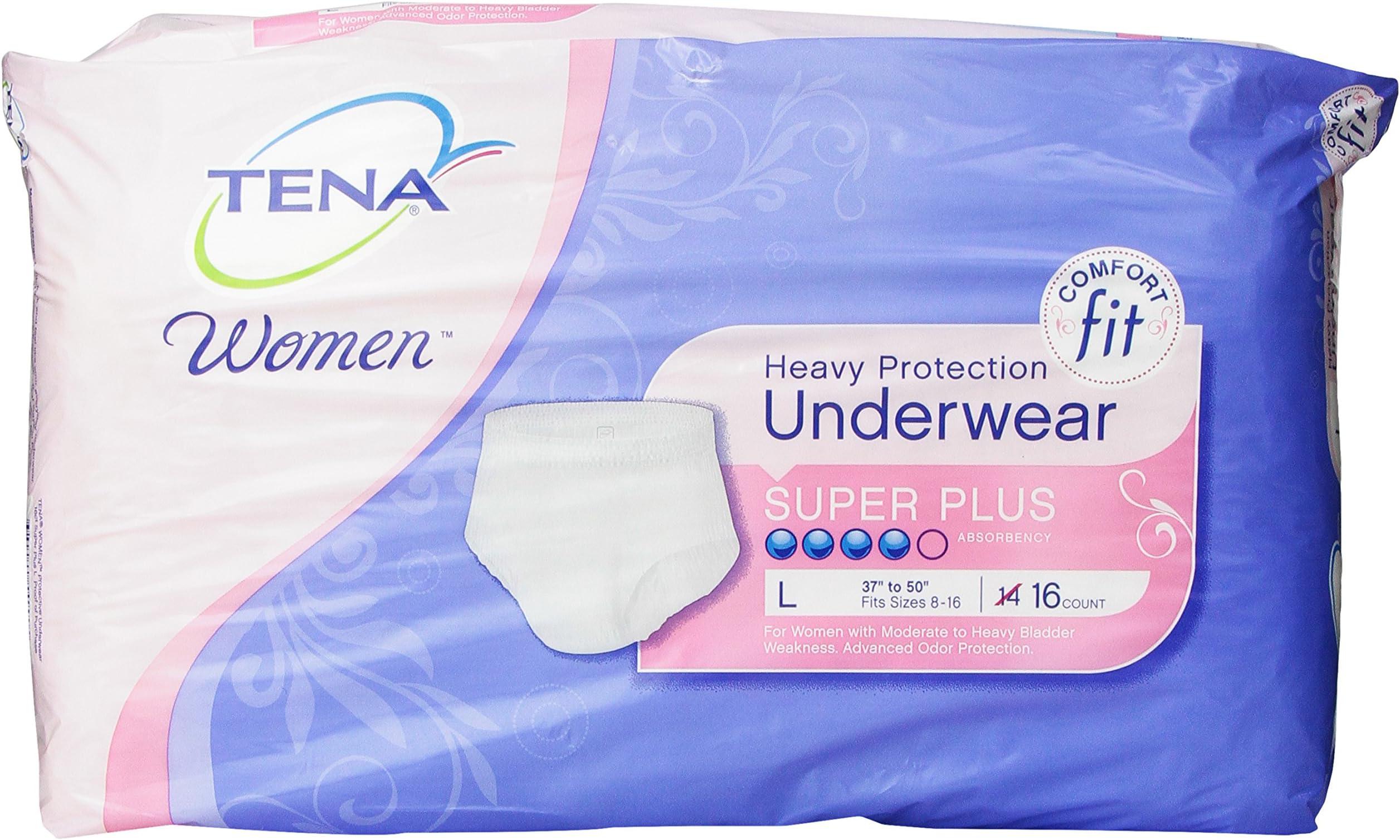 Incontinence Underwear for Women, Super Plus Absorbency, Large, 16 Count
