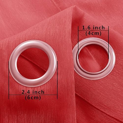 Miniatura 6 de Cortinas rojas KOUFALL de 63 pulgadas de largo para dormitorio, juego de 2 paneles con ojales, cortinas semitransparentes de gasa para tratamientos