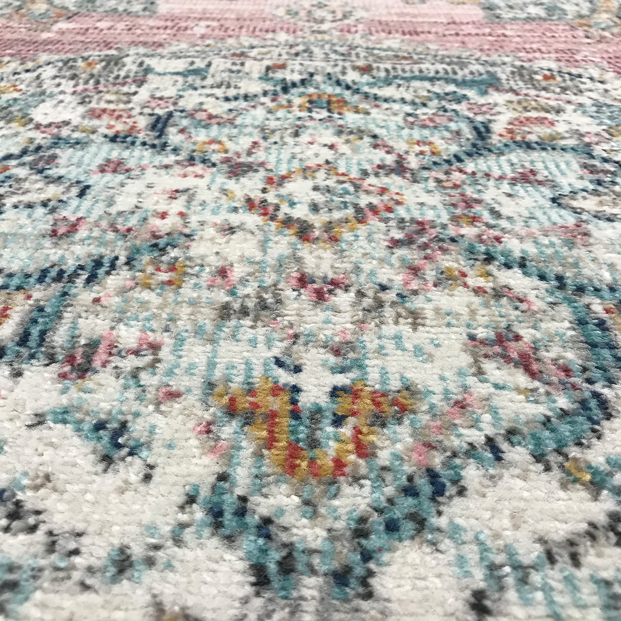 the carpet Palma - Versátil, Interior y Exterior, diseño Moderno, Sala de Estar, Resistente a la Intemperie y a los Rayos UV, Duradera, fácil de Limpiar, balcón, Invernadero, Rosa, 120 x 170 cm